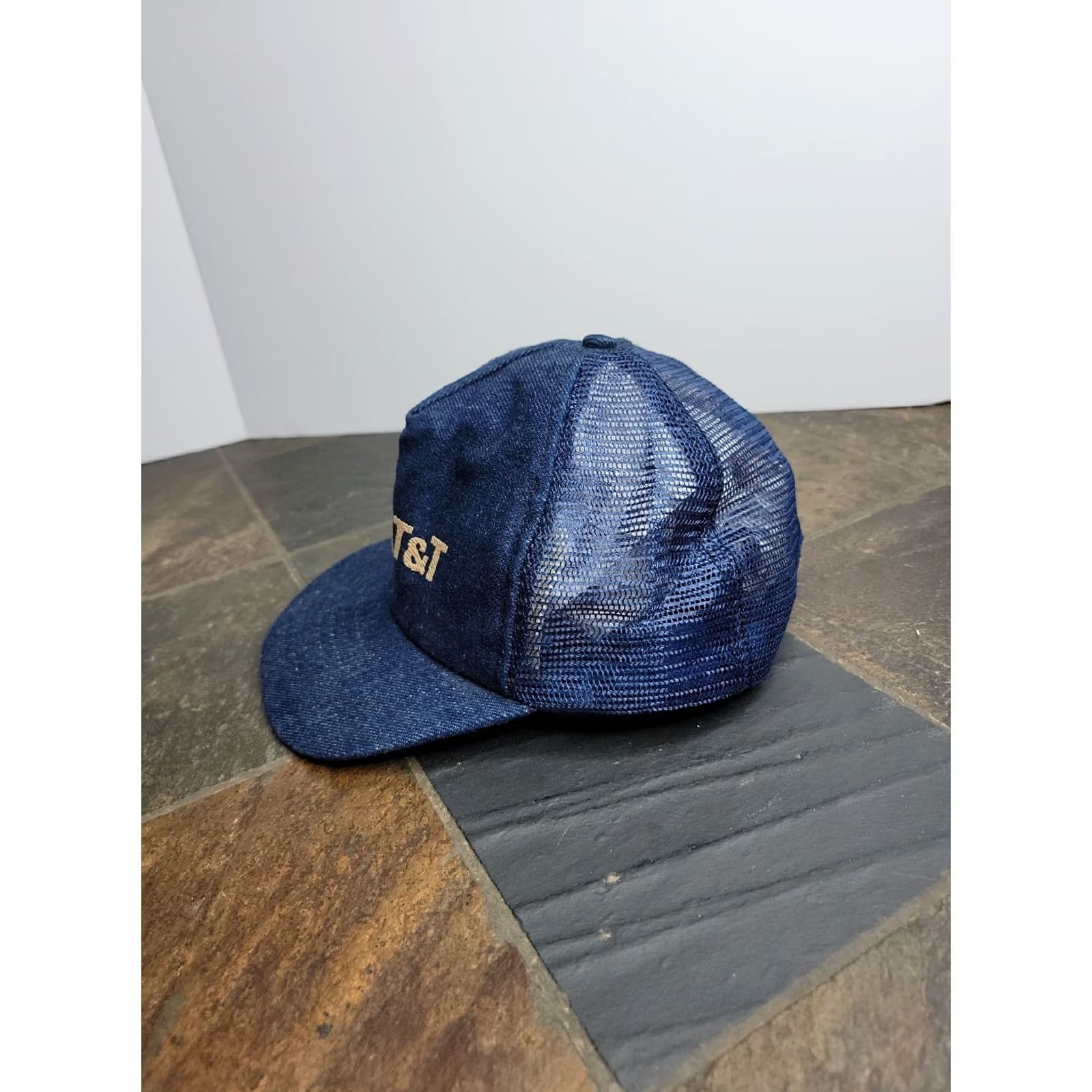 Logo 7 VINTAGE AT&T Trucker Hat USA Made Snapback Logo Hat 80s 90s Line Work Adjustable Men Blue Cotton Twill Size ONE SIZE - 2 Thumbnail