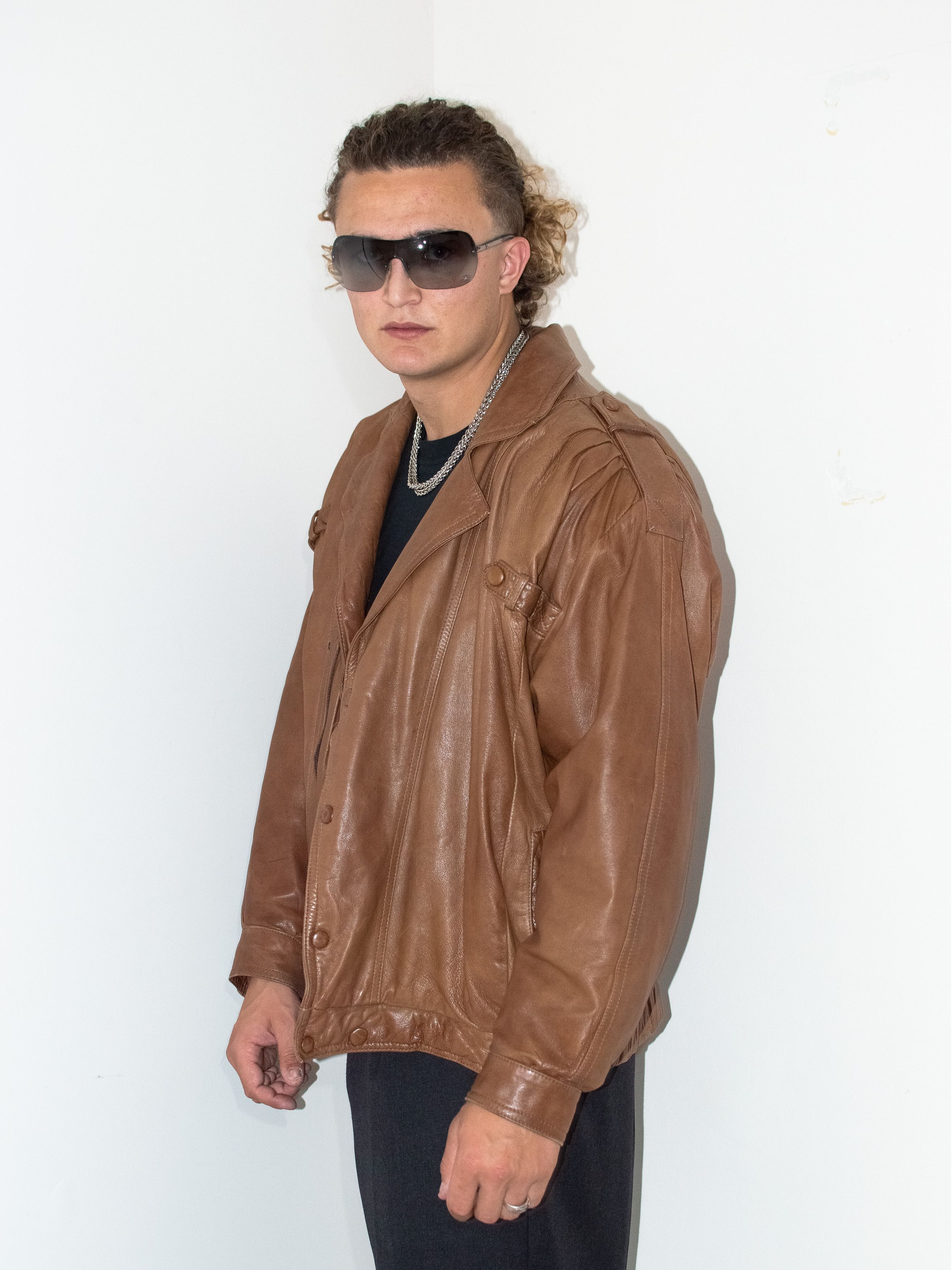 Japanese Brand Oversized Bown cuxcut Bomber Leather Streetwear Jacket Size US XL / EU 56 / 4 - 4 Thumbnail