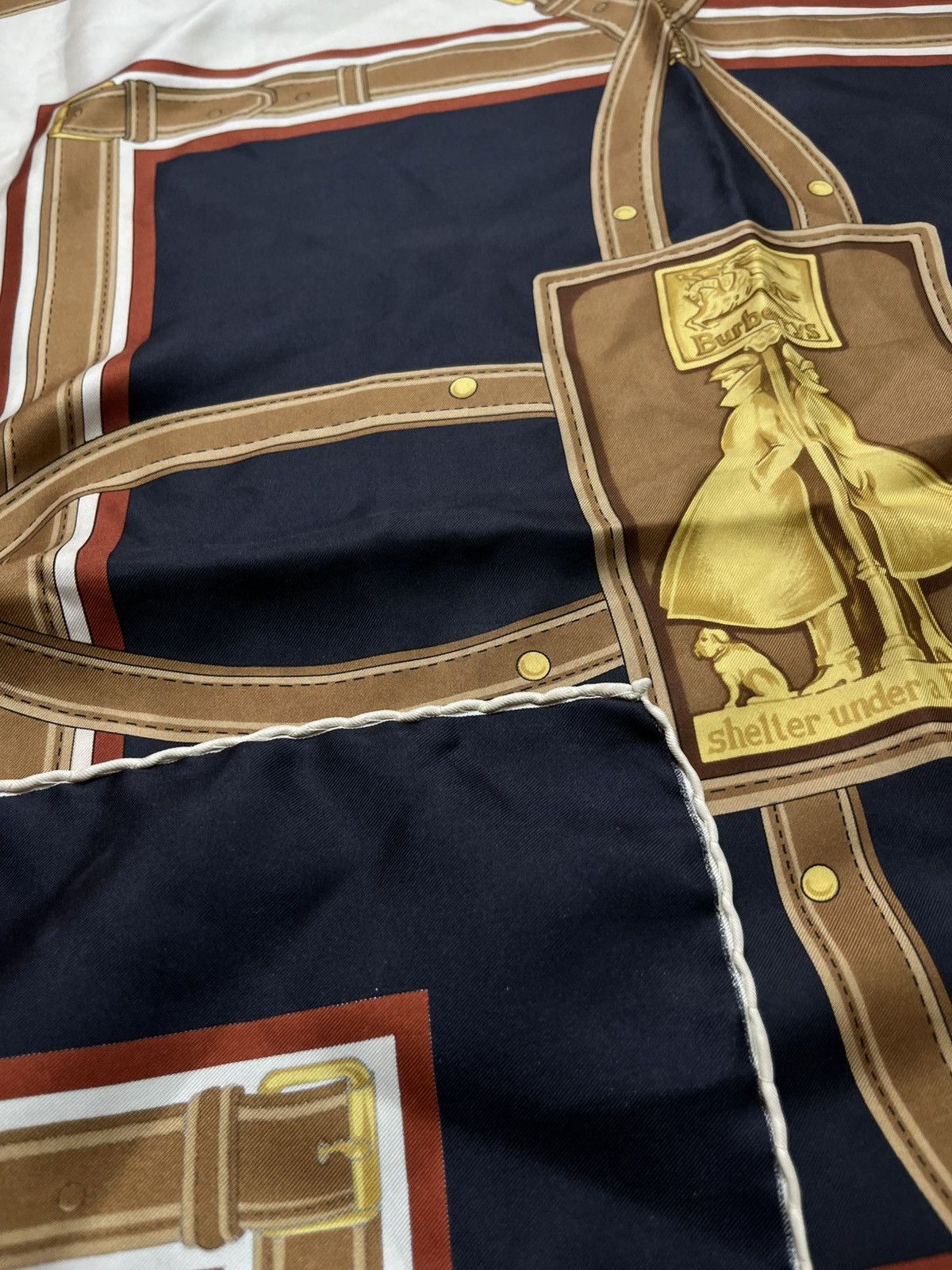 Burberry Vintage Burberry Silk Scarf Equestrian Belt Chain Pattern Size ONE SIZE - 9 Thumbnail