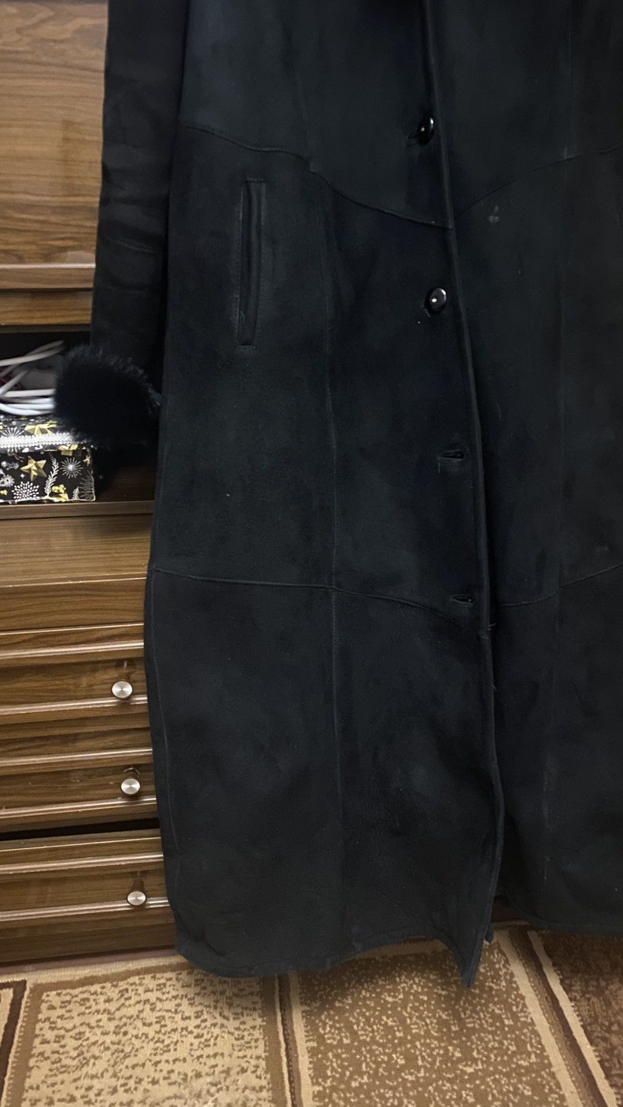 Leather Vintage Vampy Faux Fur Embroidery Black Afghan Coat Size XL / US 12-14 / IT 48-50 - 3 Thumbnail