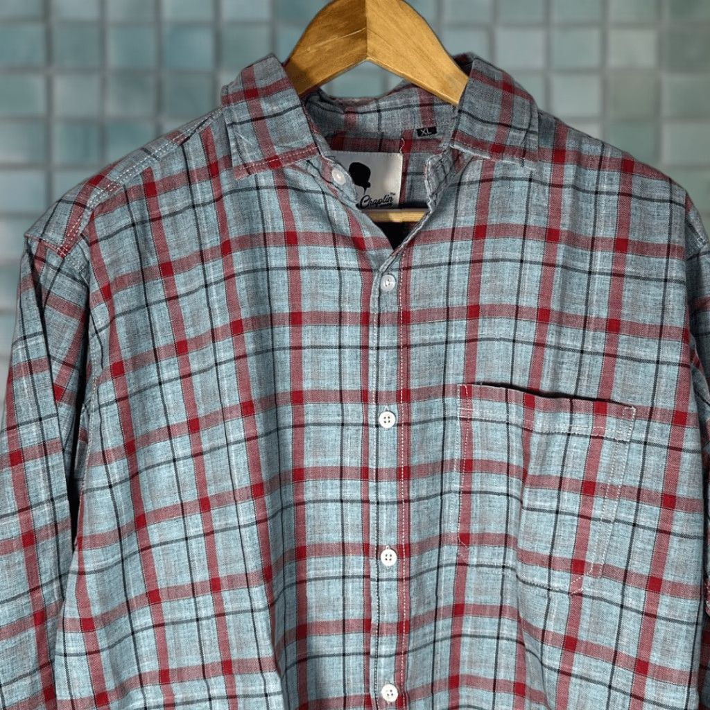 Vintage Charlie Chaplin Red Gray Plaid Button Down Shirt XL Men Long Sleeve Size US XL / EU 56 / 4 - 1 Thumbnail