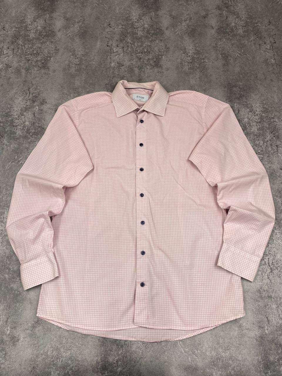 Eton Eton Men Cotton Dress Shirt Slim Fit Check Long Sleeve Pink Size US XL / EU 56 / 4 - 1 Thumbnail