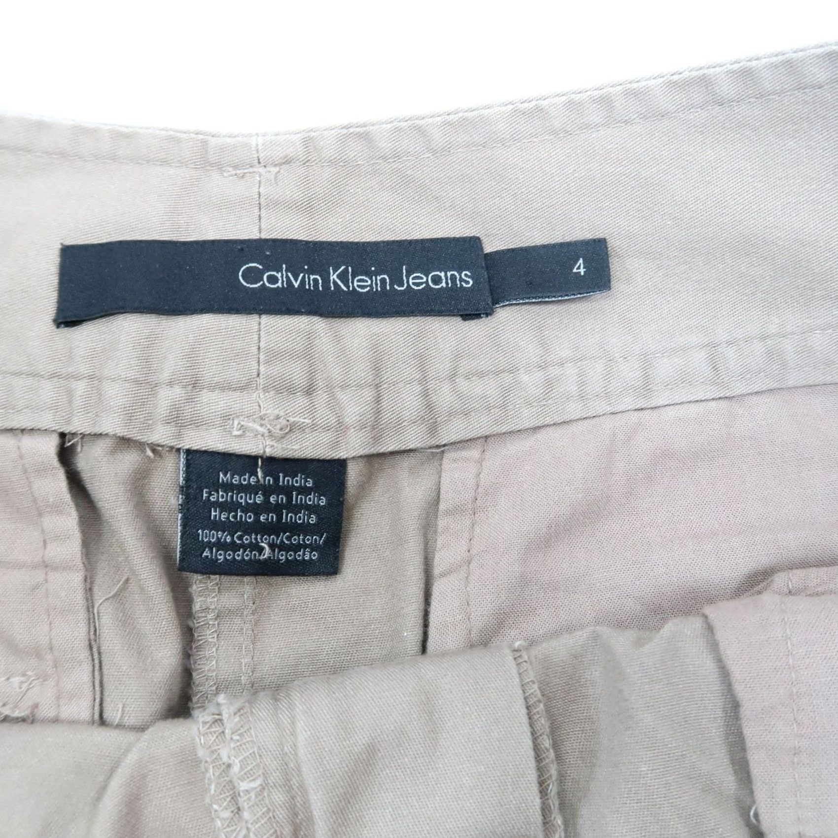 Calvin Klein VINTAGE Calvin Klein Khaki Tan Low Rise Cargo Mini Skirt 4 Women Short 90s Bohemian Cotton Skirt Size 27" / US 4 / IT 40 - 4 Thumbnail