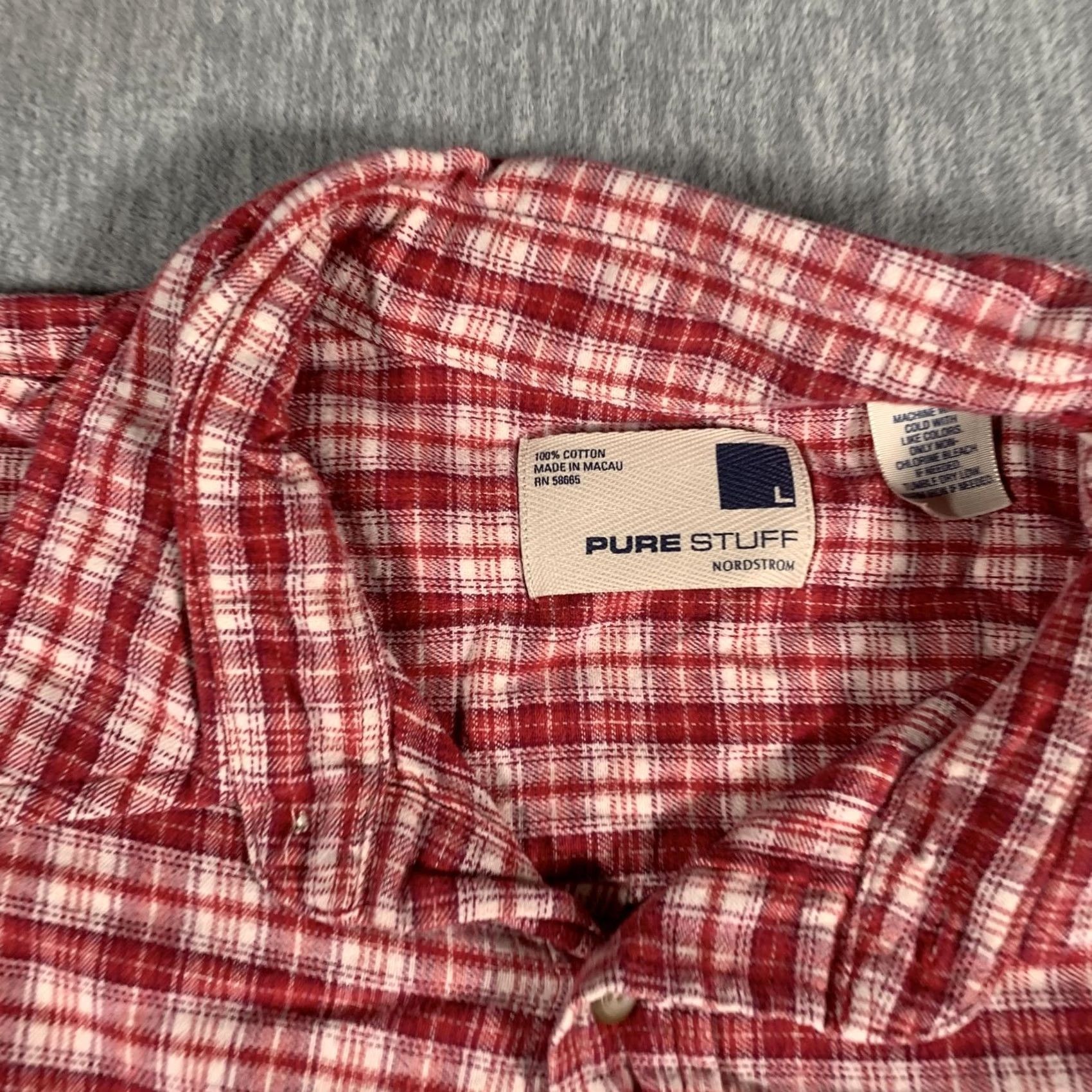 Nordstrom Pure Stuff Nordstrom Shirt Mens Large Red White Plaid Button Down Cotton Casual Shirt Size US L / EU 52-54 / 3 - 4 Thumbnail