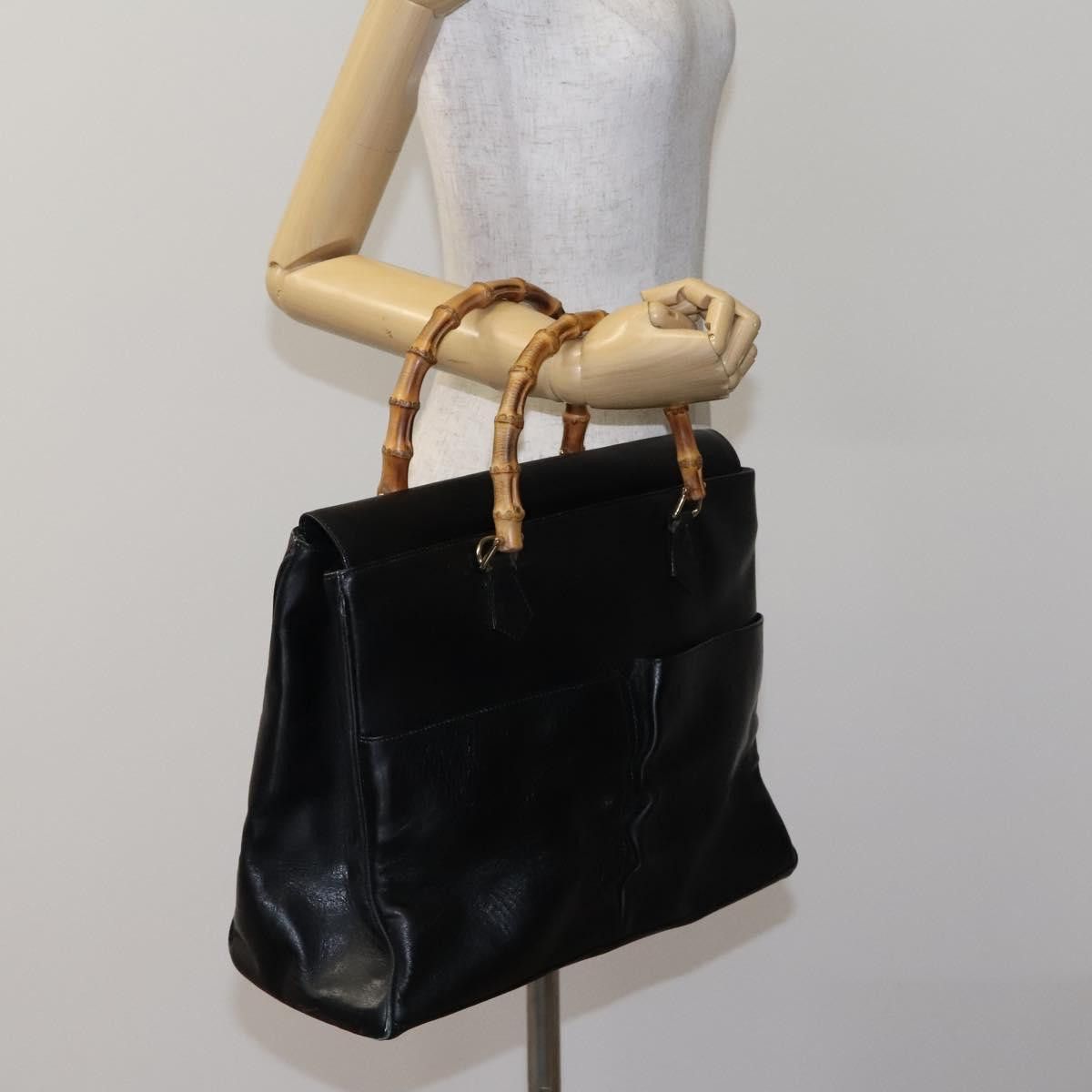 Gucci GUCCI Bamboo Hand Bag Leather Black Gold 002 2855 0322 0 Size ONE SIZE - 21 Thumbnail