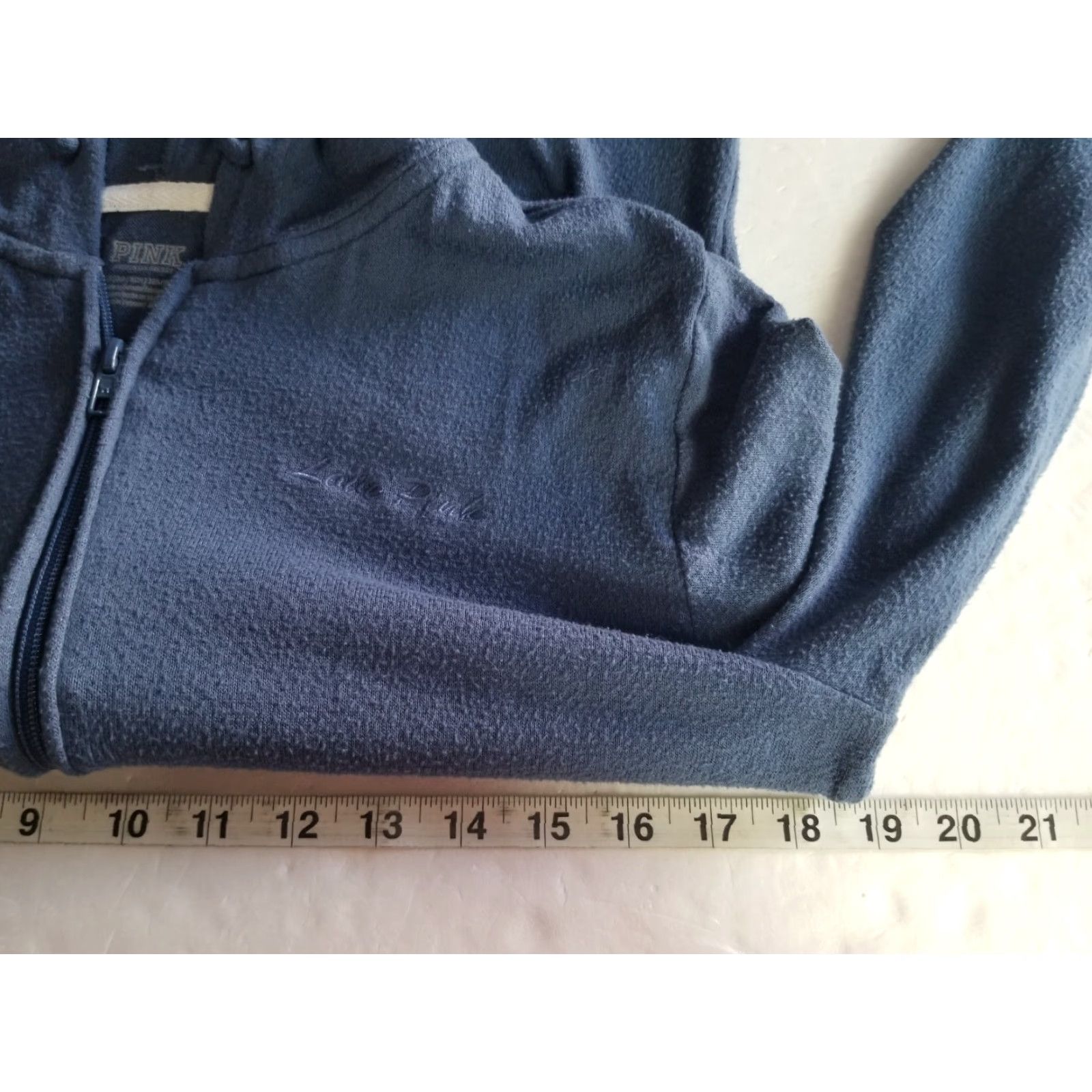 Pinko Victoria’s Secret PINK Hoodie ZIP Blue XS Women Regular Full Zip Rhinestones Activewear Size XS / US 0-2 / IT 36-38 - 4 Thumbnail