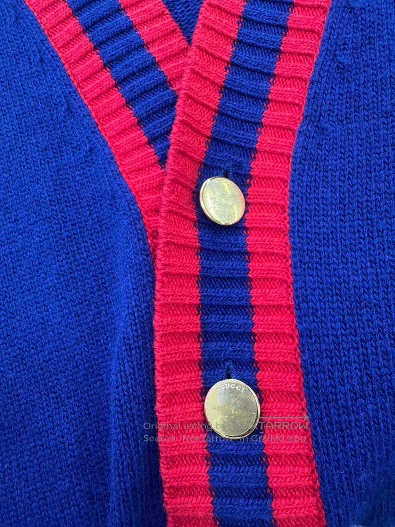 Gucci Gucci Blue animal letter embroidery logo knitted cardigan Size US S / EU 44-46 / 1 - 4 Thumbnail