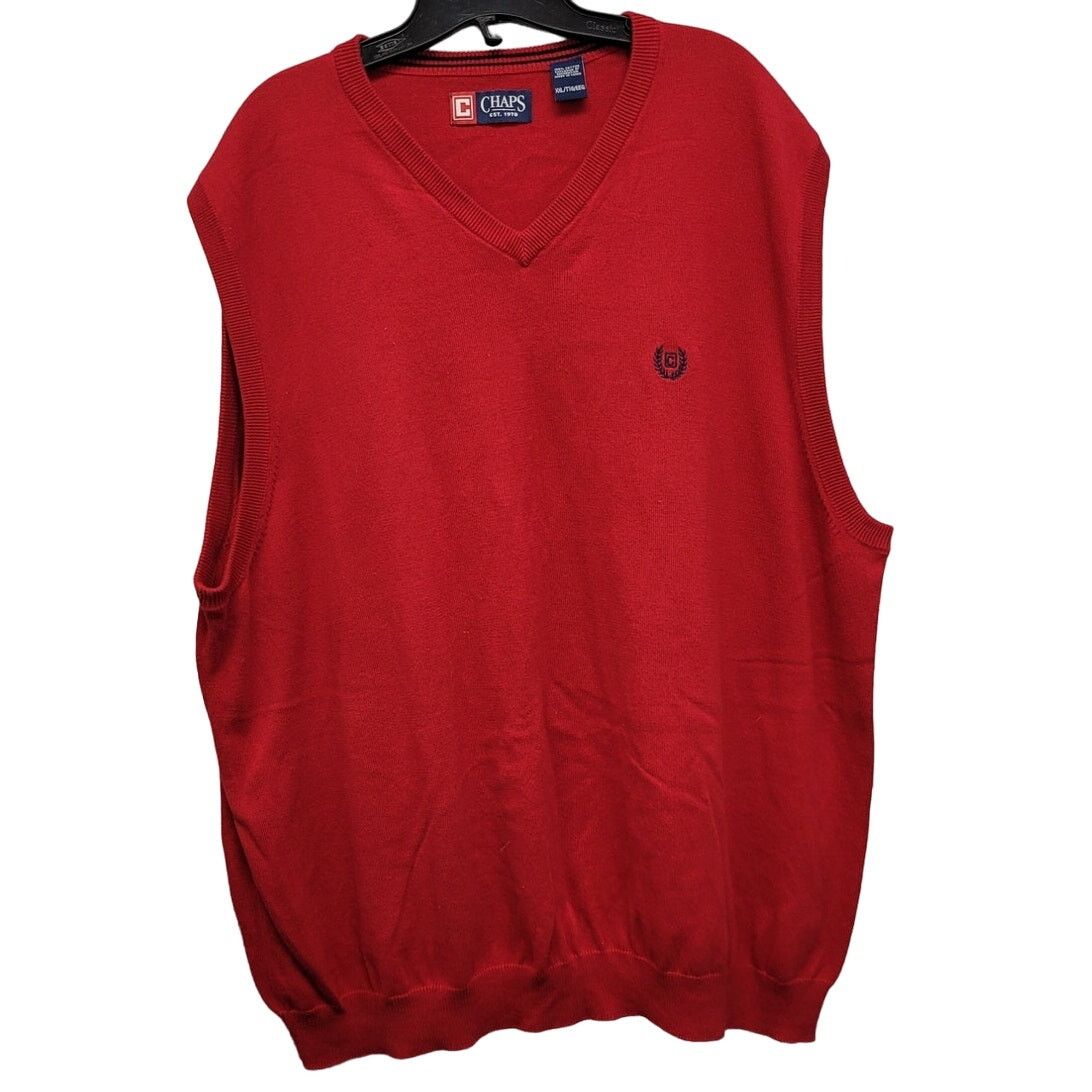 Chaps Red Cotton Cashmere Blend Sweater NEW Mens Sz XXL on sale Lightweight V-Neck