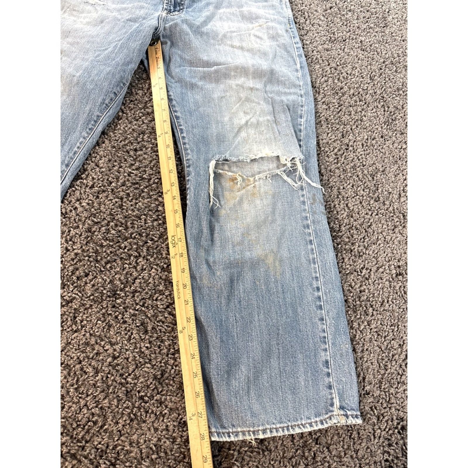 Lucky Brand VINTAGE Lucky Brand Jeans Mens 36x28 Baggy Wide Distressed Grunge Blue 36 Inseam 28 Relaxed Wide-Leg Men Size US 36 / EU 52 - 2 Thumbnail