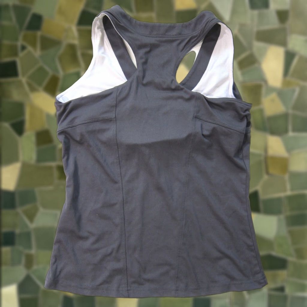 Vintage Bolle' Grey Stretch Built In Bra T-Back Yoga Run Workout Top Shirt Women Small Size S / US 4 / IT 40 - 1 Thumbnail