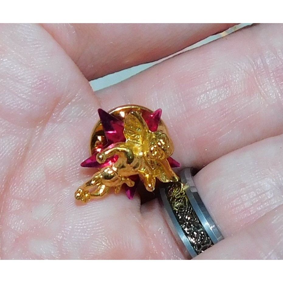 Other Vintage Cherub Angel Lapel Pin Gold Tone With Pink Star Sequ Size ONE SIZE - 3 Thumbnail