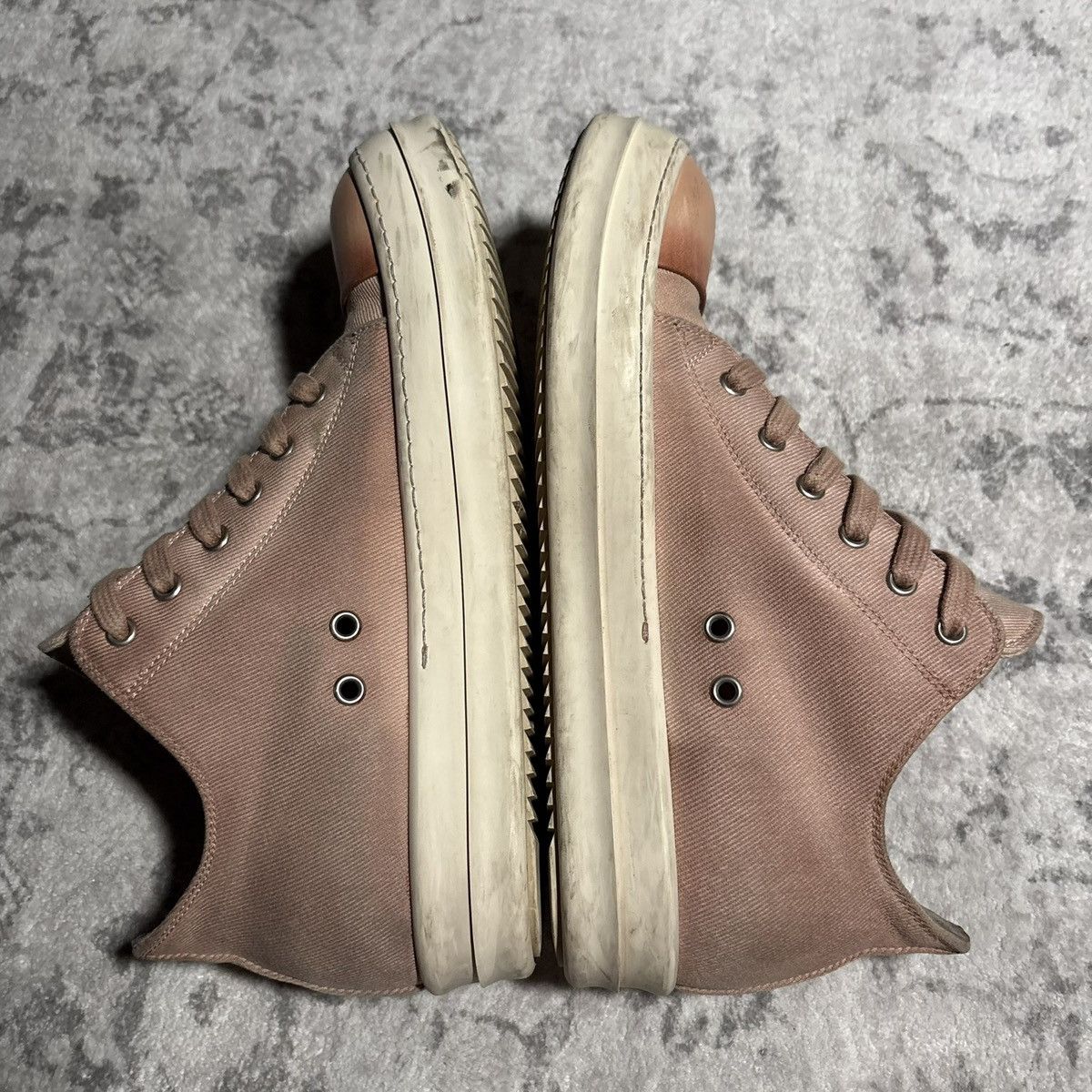 Rick Owens Drkshdw Rick Owens DRKSHDW Faded Pink Canvas Low Top Ramones | 41 Size US 8 / EU 41 - 4 Thumbnail