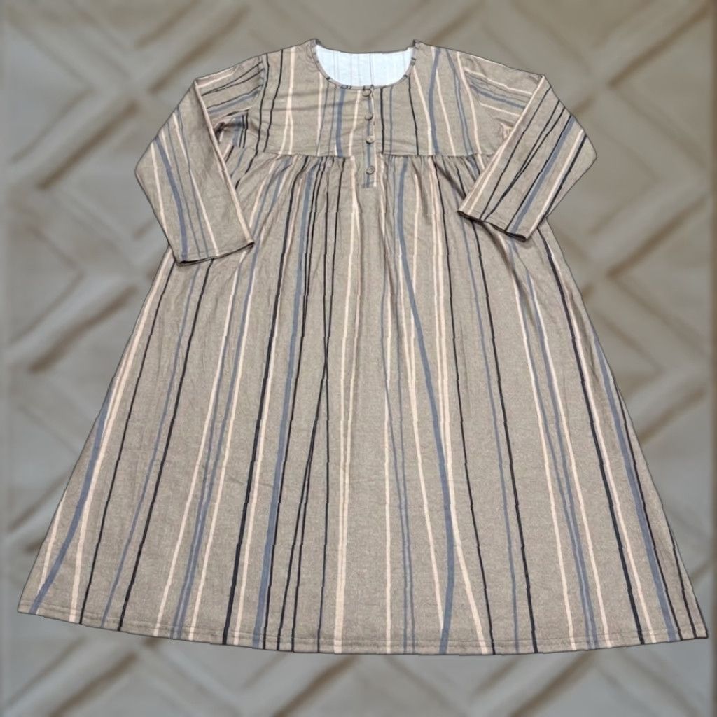 Vintage Unbranded Striped Midi Shift Dress Womens L Brown Button Pockets Size L / US 10 / IT 46 - 1 Thumbnail
