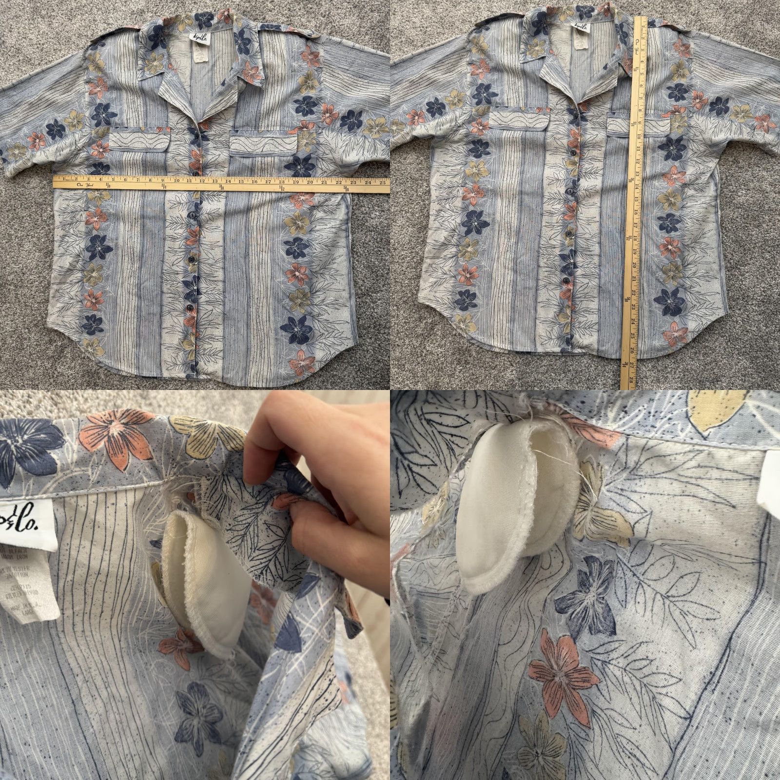 Vintage VINTAGE Tap & Co. Shirt L Blue Floral Hawaiian Camp Coastal Grandma Boho Cabana Chic Button-Up Collar Short Sleeve Pockets Epaulet 80s 90s Women Size L / US 10 / IT 46 - 8 Thumbnail