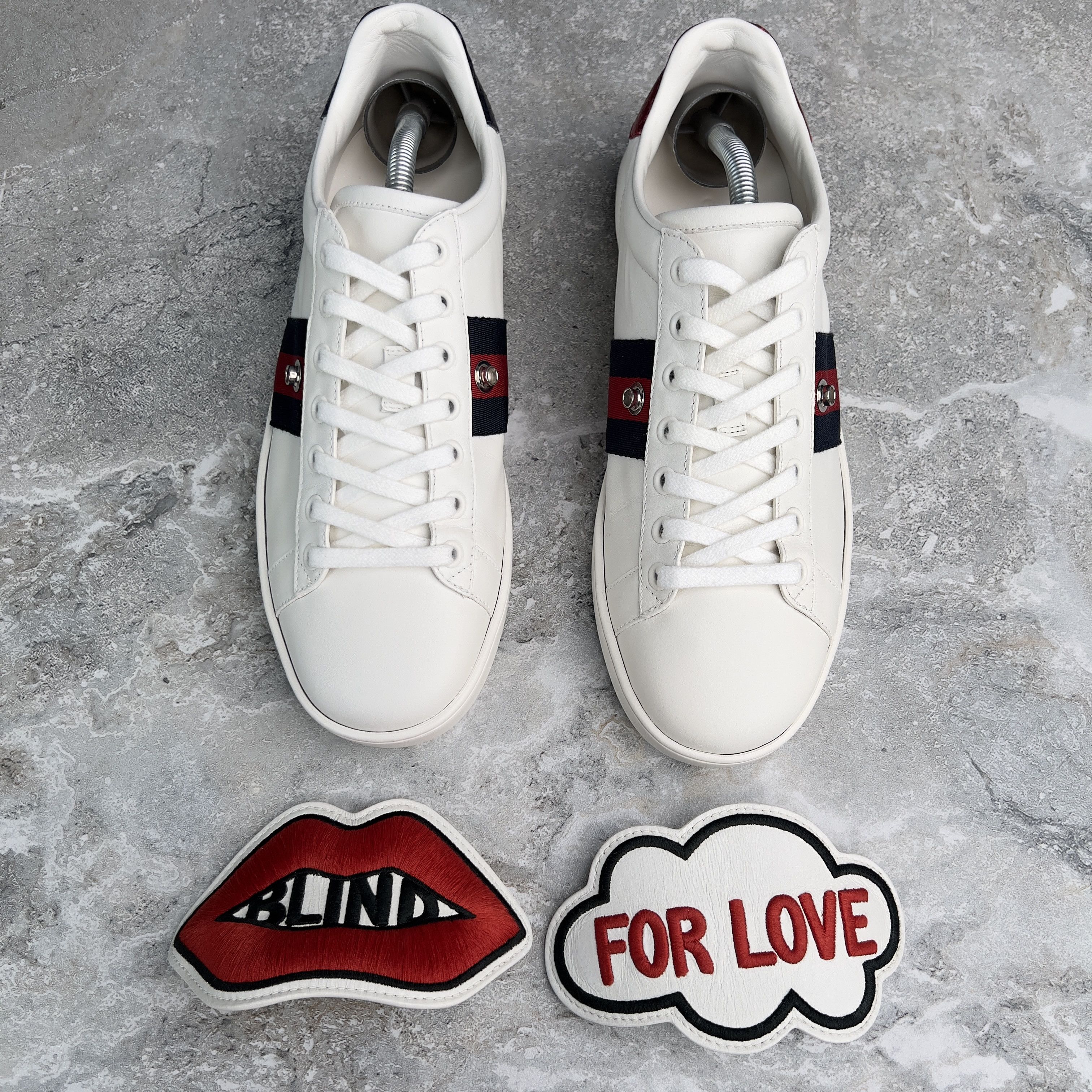 Gucci Gucci Ace Sneakers Blind For Love Patch Web Leather Size US 8 / IT 38 - 6 Thumbnail