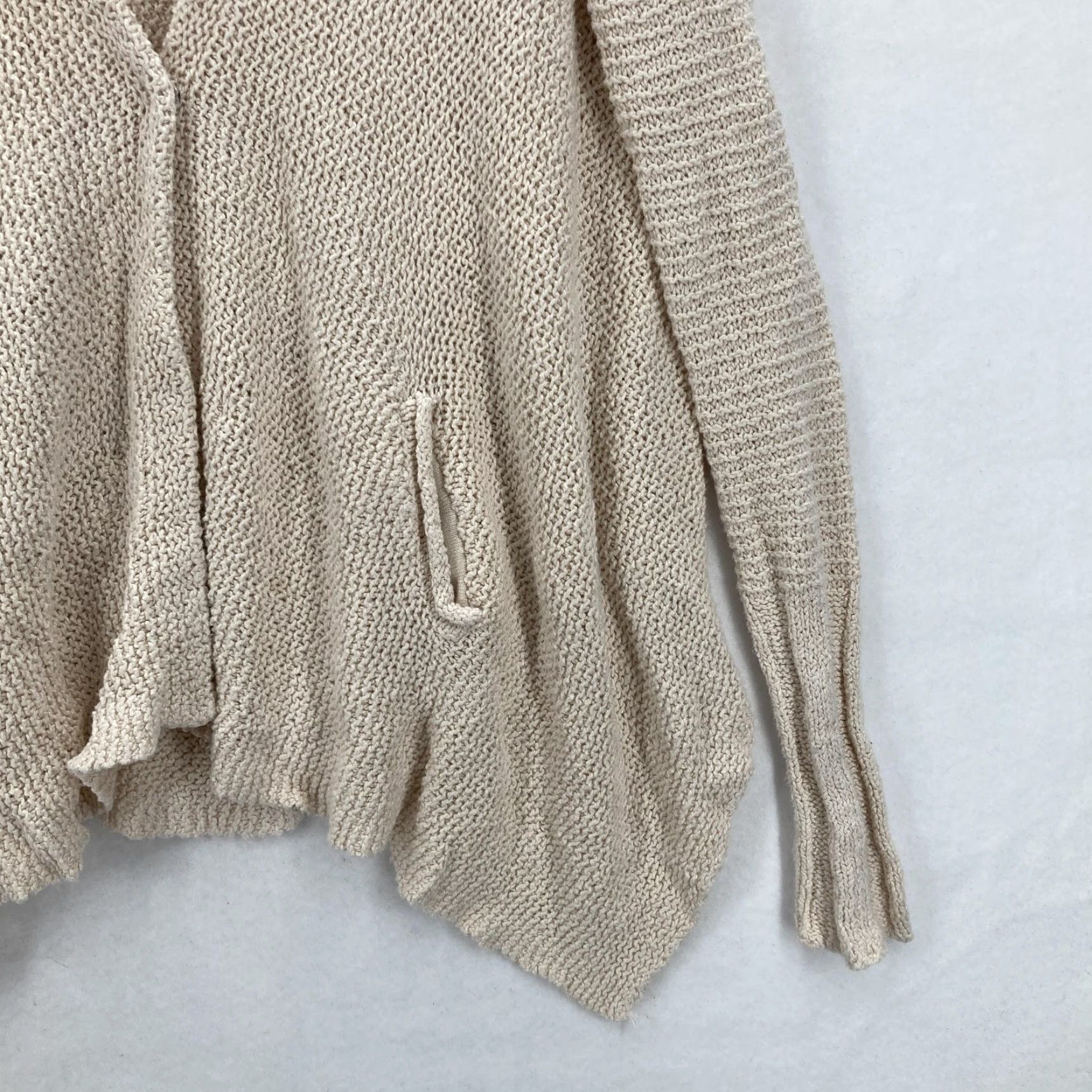 Free People Free People Cardigan Womens XS Ivory Open Knit Drape Pockets Boho Sweater Regular Size XS / US 0-2 / IT 36-38 - 3 Thumbnail