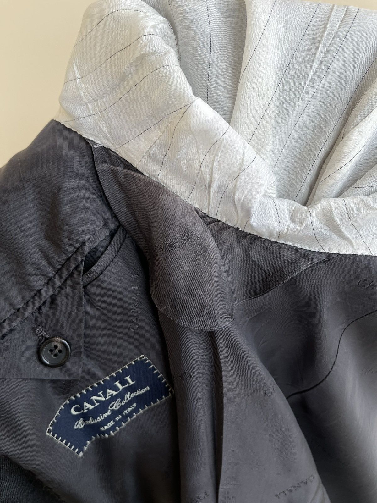 Canali Cashmere Suit 90s Single Breasted 3 Buttons Blazer Trousers Size 44R - 19 Thumbnail