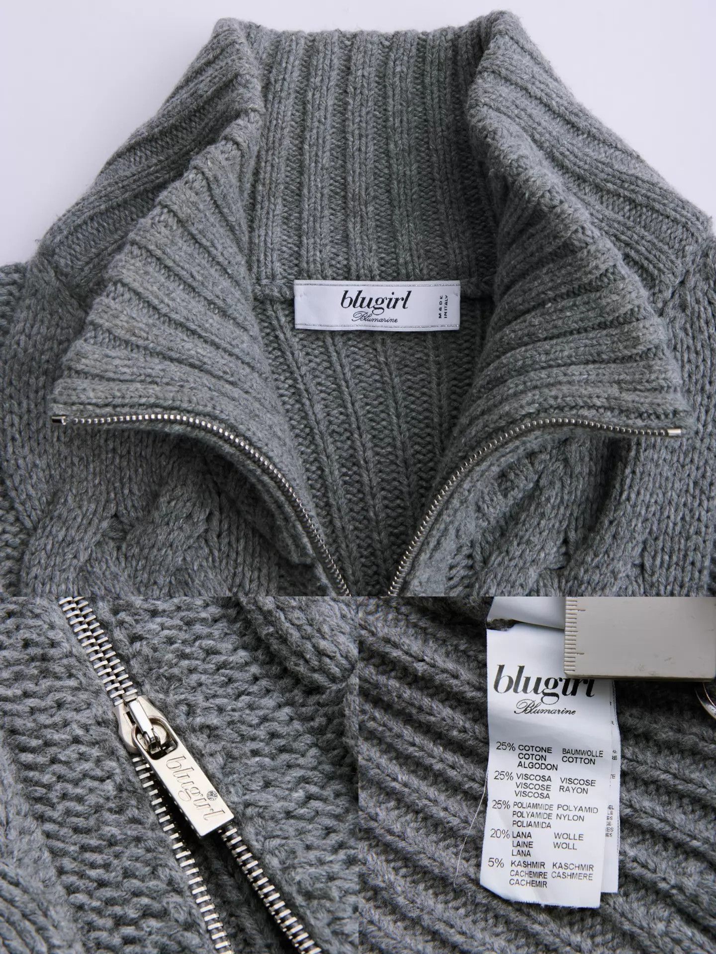 Blumarine Blugirl by Blumarine Gray Zipper Knit Long Jacket Size ONE SIZE - 9 Thumbnail