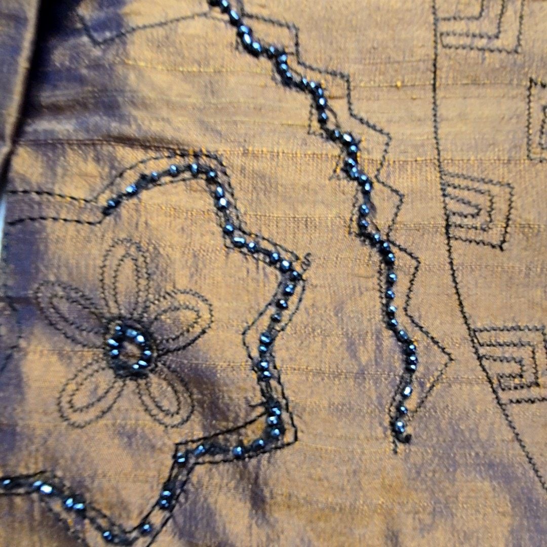 Vintage Vintage Bleu Bayou Silk Shirt S Brown Beaded Blouse 90s Size S / US 4 / IT 40 - 6 Thumbnail