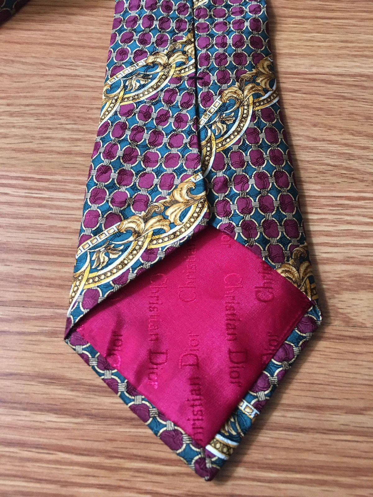 Christian Dior Monsieur × Dior × Vintage Christian Dior Red Vintage Jacquard Silk Mens Neck Tie Size ONE SIZE - 6 Thumbnail