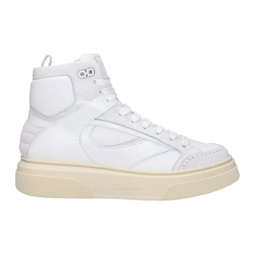 image of Salvatore Ferragamo Ob1O1E0424 Hi Top Sneakers In White, Men's (Size 9)