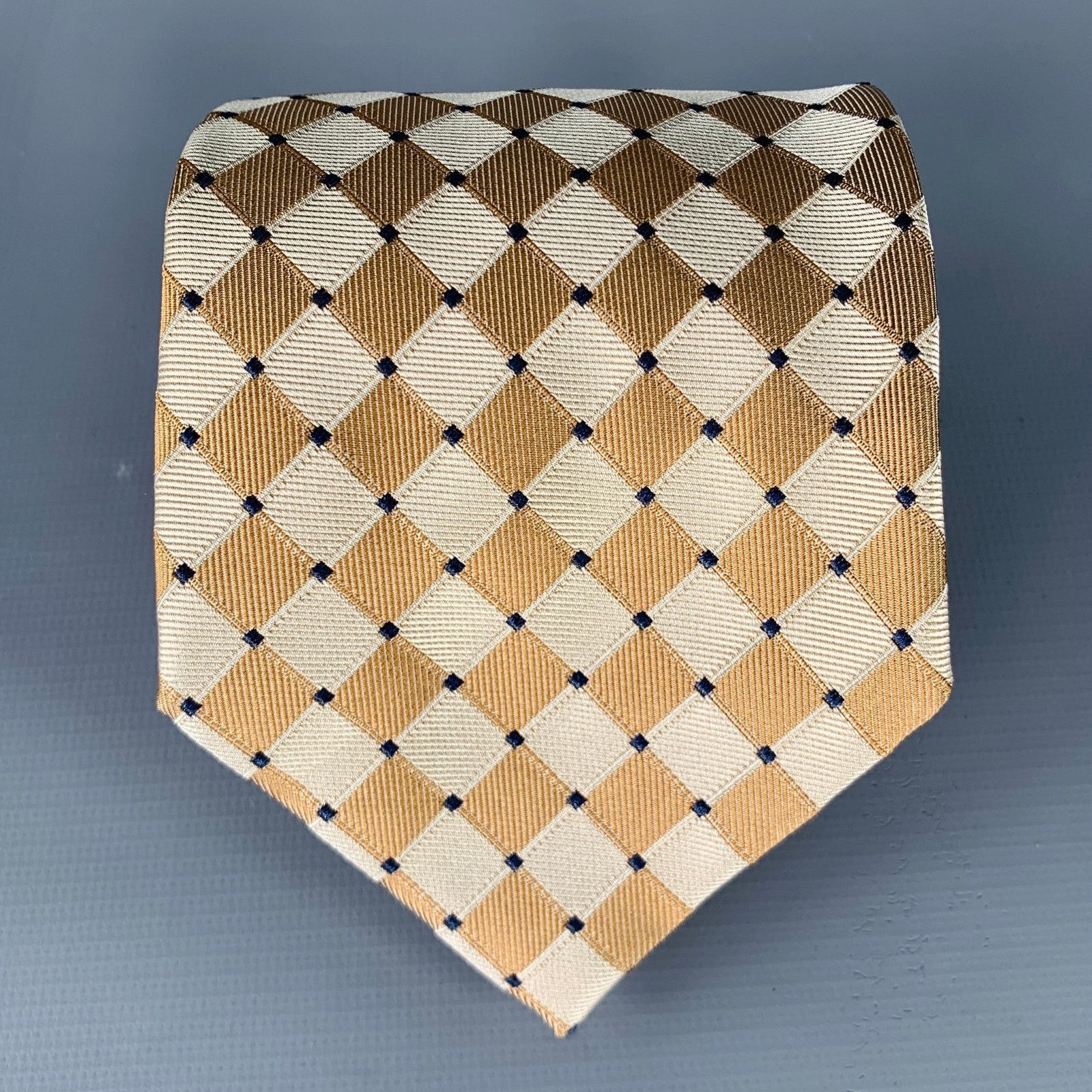 Other TASSIO Beige Cream Checkered Silk Tie Size ONE SIZE - 1 Thumbnail