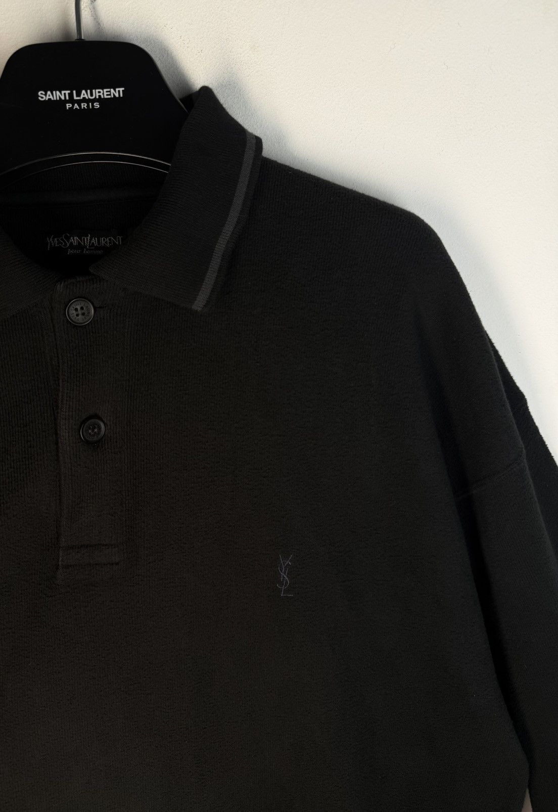 Yves Saint Laurent 90s YSL Sweatshirt 1/4 Black Vintage Quarter Zip Sweater Size US XXL / EU 58 / 5 - 2 Thumbnail