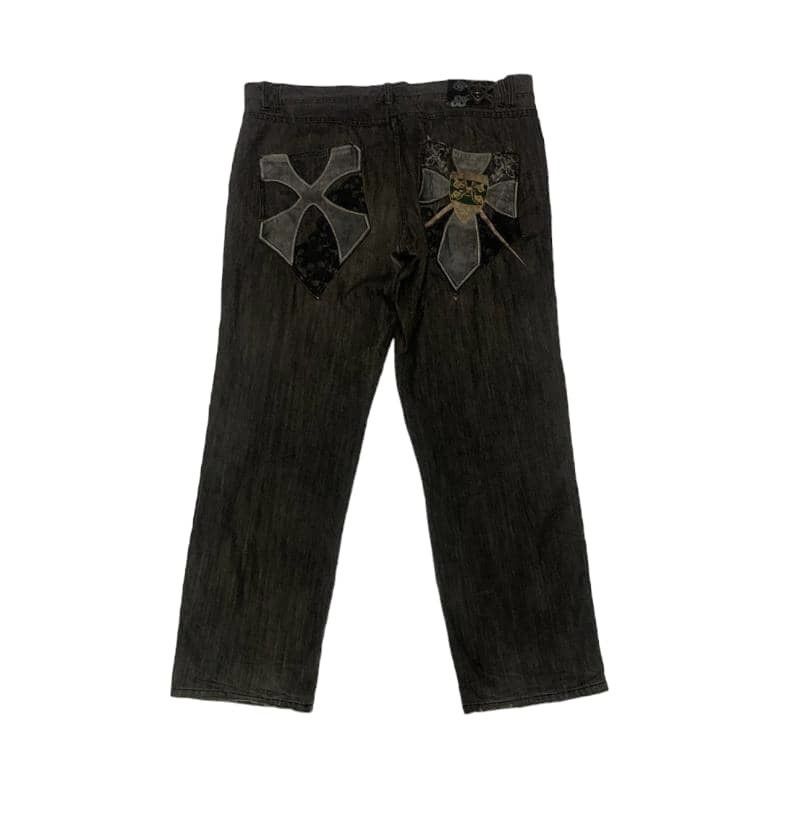 Image of Distressed Denim x Pelle Pelle Vintage Pelle Pelle Faded Black Jeans Distressed in Black Denim (Siz