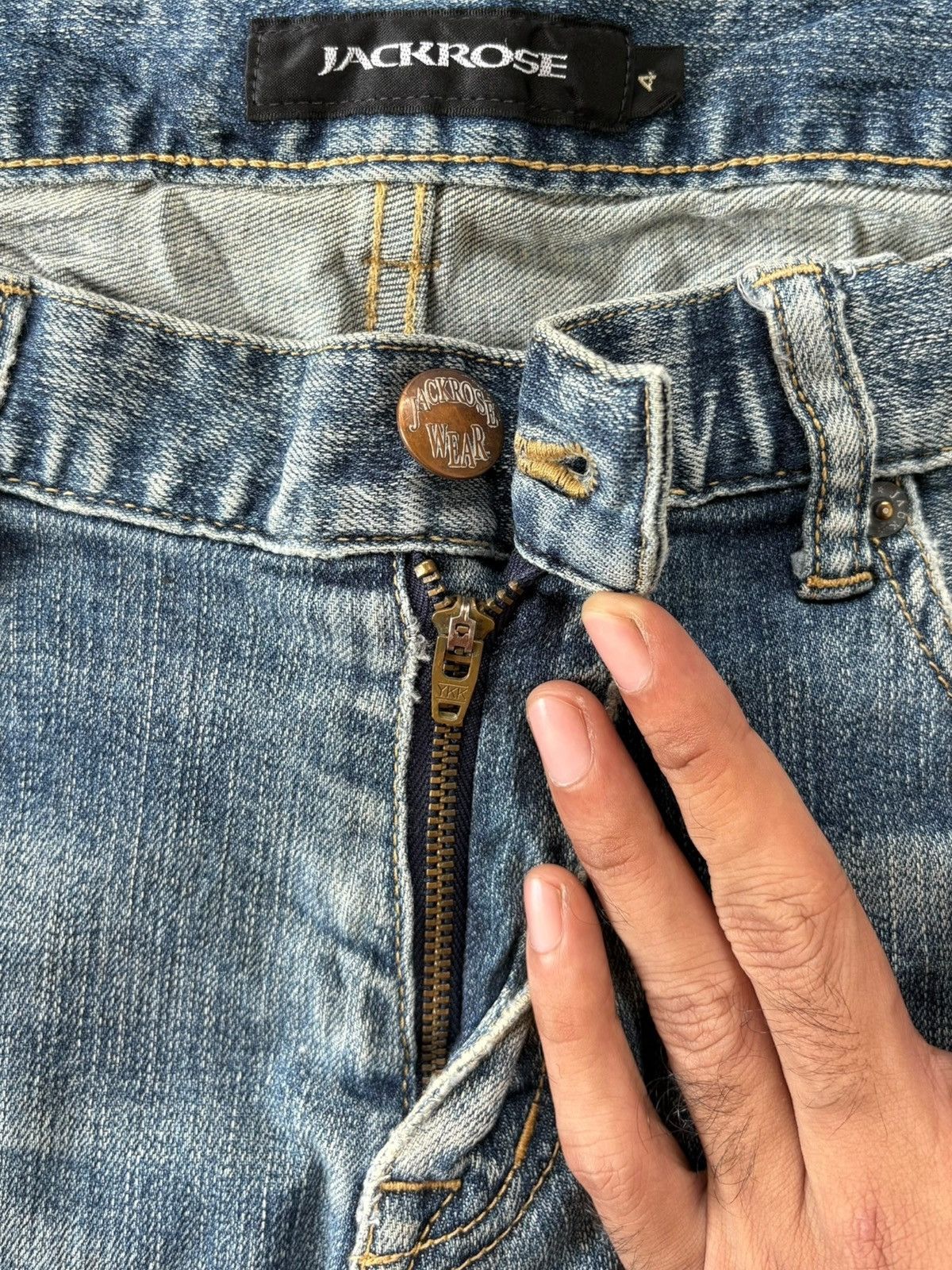 JACKROSE Vintage Japanese Jackrose Faded Wash Distress Slim Jeans Size US 34 / EU 50 - 3 Thumbnail
