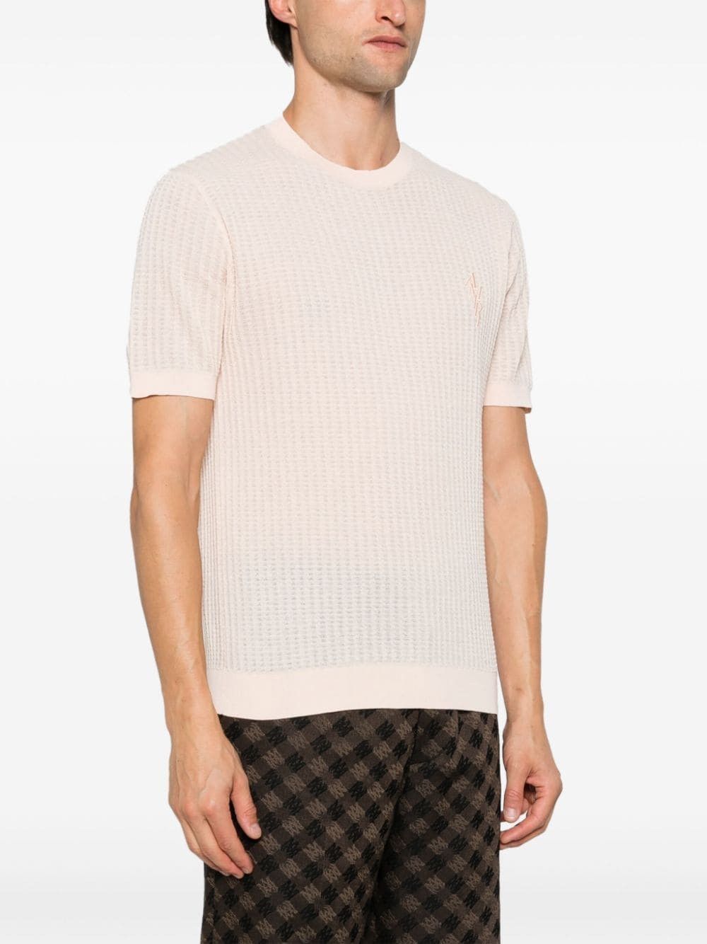 Amiri o1orln1025 Pointelle-Knit T-Shirt in Ivory Size US L / EU 52-54 / 3 - 4 Thumbnail