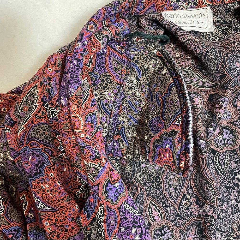 Other Vintage Karin Stevens Long Sleeve Padded Shoulders Wrap Dre Size M / US 6-8 / IT 42-44 - 8 Thumbnail