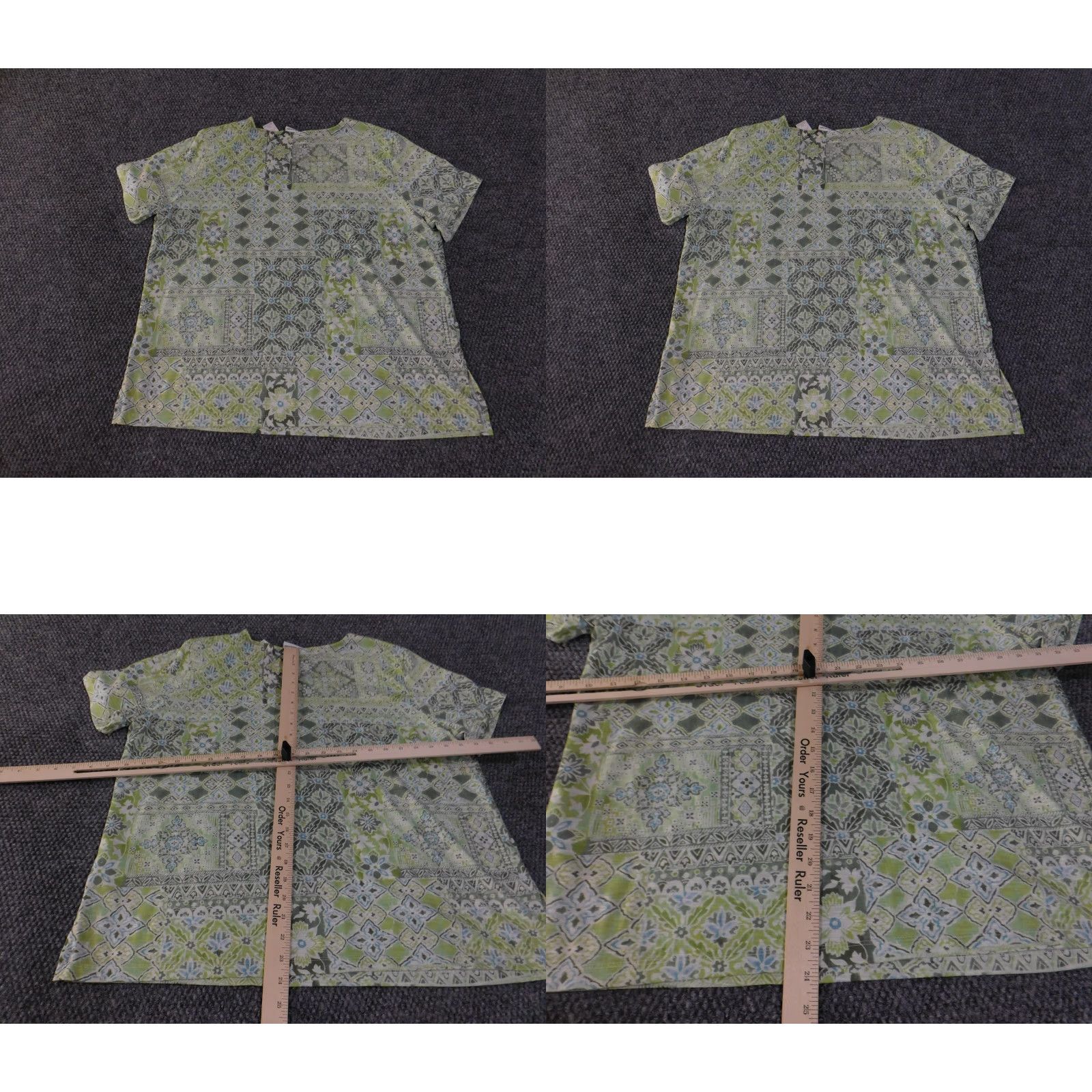 Vintage Alfred Dunner Shirt Womens Large Green Blue Patchwork Short Sleeve Rhinestone Size L / US 10 / IT 46 - 8 Thumbnail