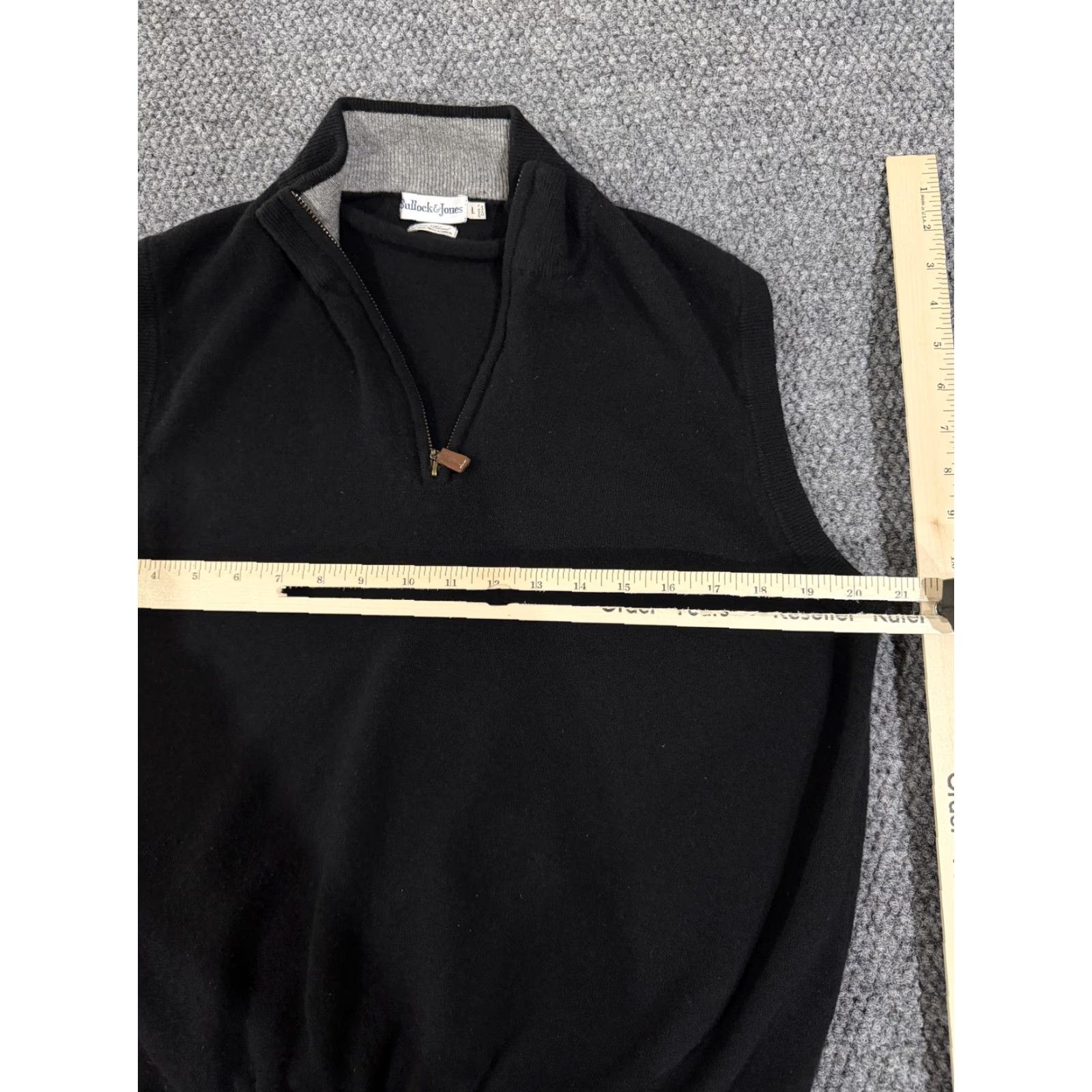 Vintage Bullock & Jones Sweater Vest Mens Large Black Mock Neck 1/4 Zip Wool Blend Size US L / EU 52-54 / 3 - 5 Thumbnail