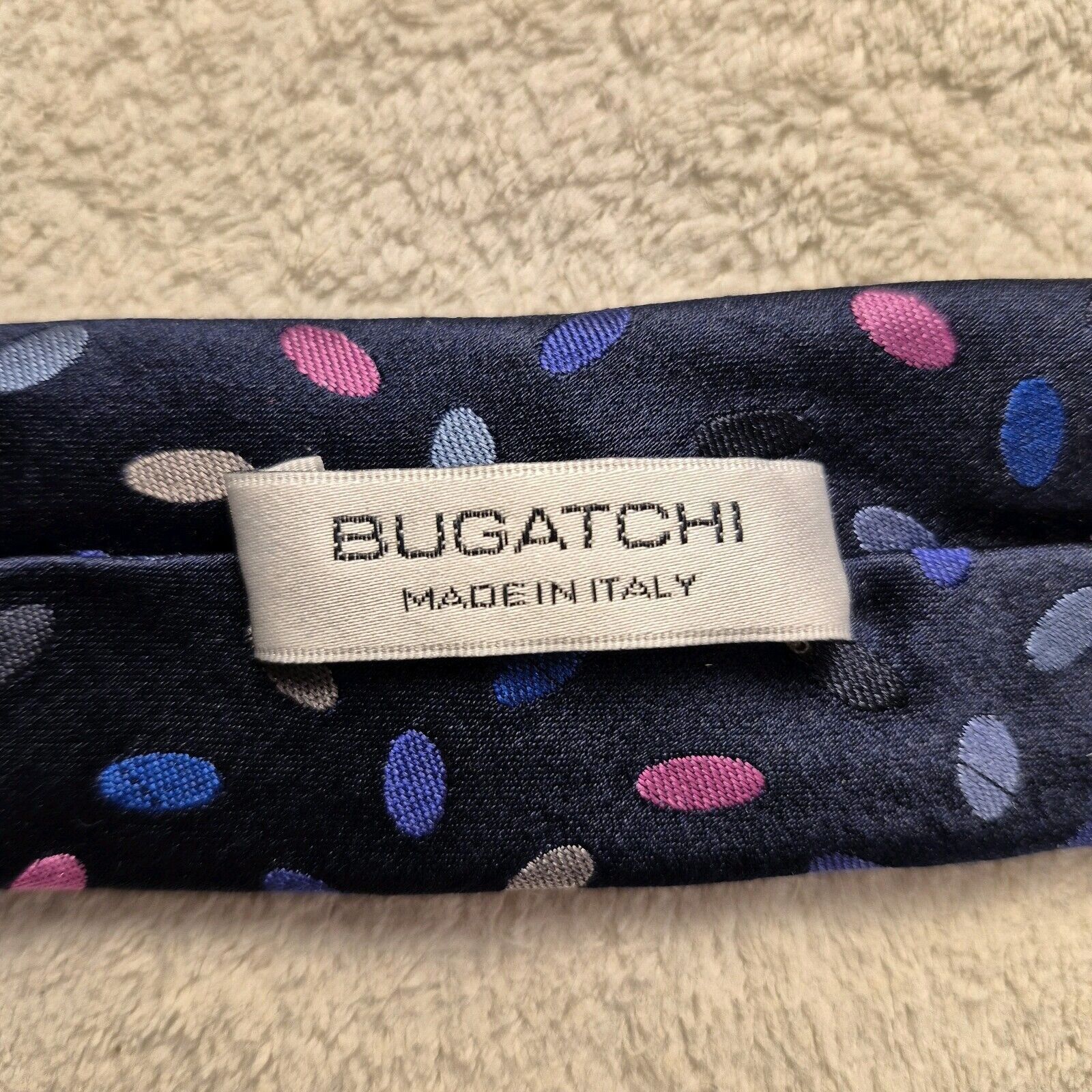 BUGATCHI Bugatchi Repp Stripe Silk Necktie Italian Blue Pink Tie Size ONE SIZE - 6 Thumbnail