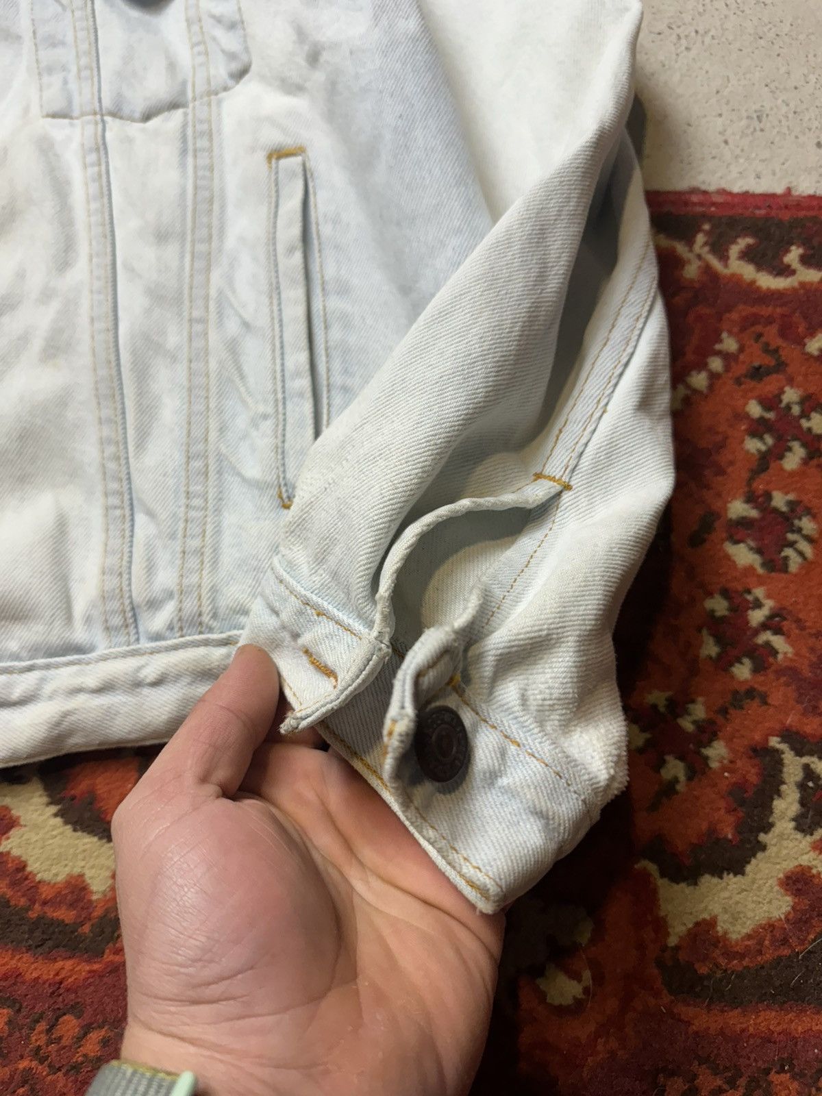Levi's × Vintage Vintage Y2K Levi’s Rare 80s White Denim Fade Jacket Size US L / EU 52-54 / 3 - 4 Thumbnail