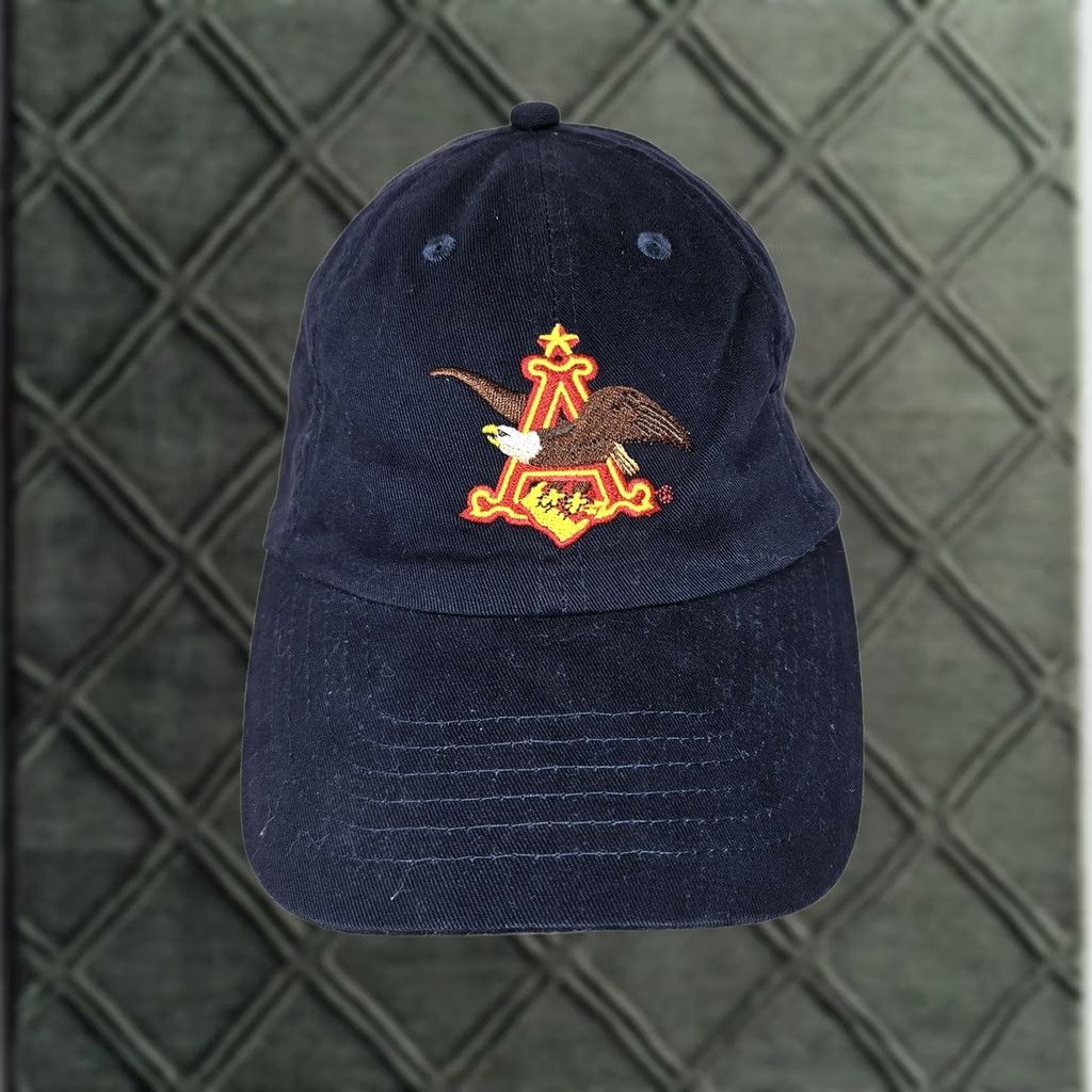 Vintage VINTAGE Anheuser-Busch Hat Cap Strap Back Navy Blue Embroidered St Louis Brewery Tour Mens BeER Size ONE SIZE - 1 Thumbnail