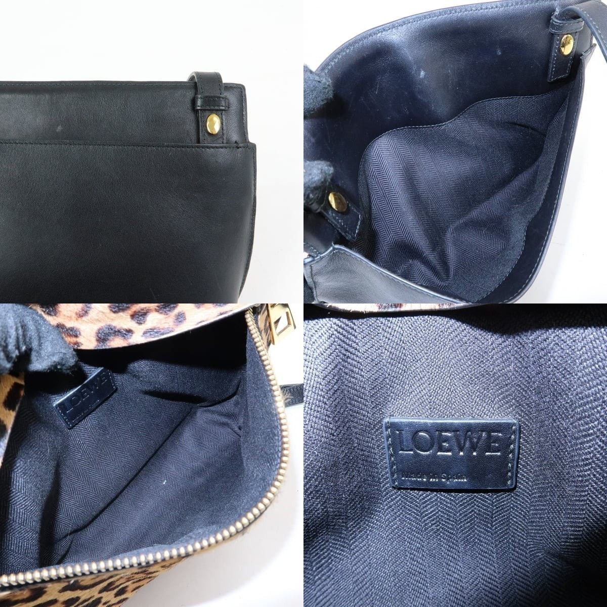 Loewe Loewe Calfskin Leopard Print Shoulder Bag Brown Size ONE SIZE - 7 Thumbnail