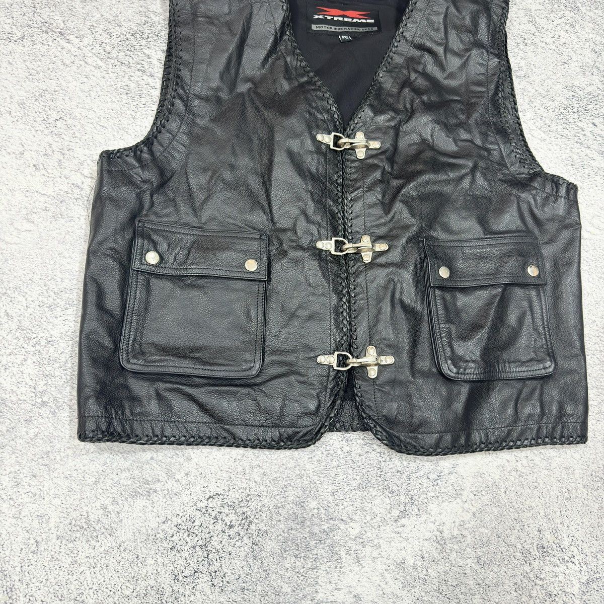 Designer × Leather X-Treme Anarchy Black Leather Vest XL size Size US XL / EU 56 / 4 - 2 Thumbnail