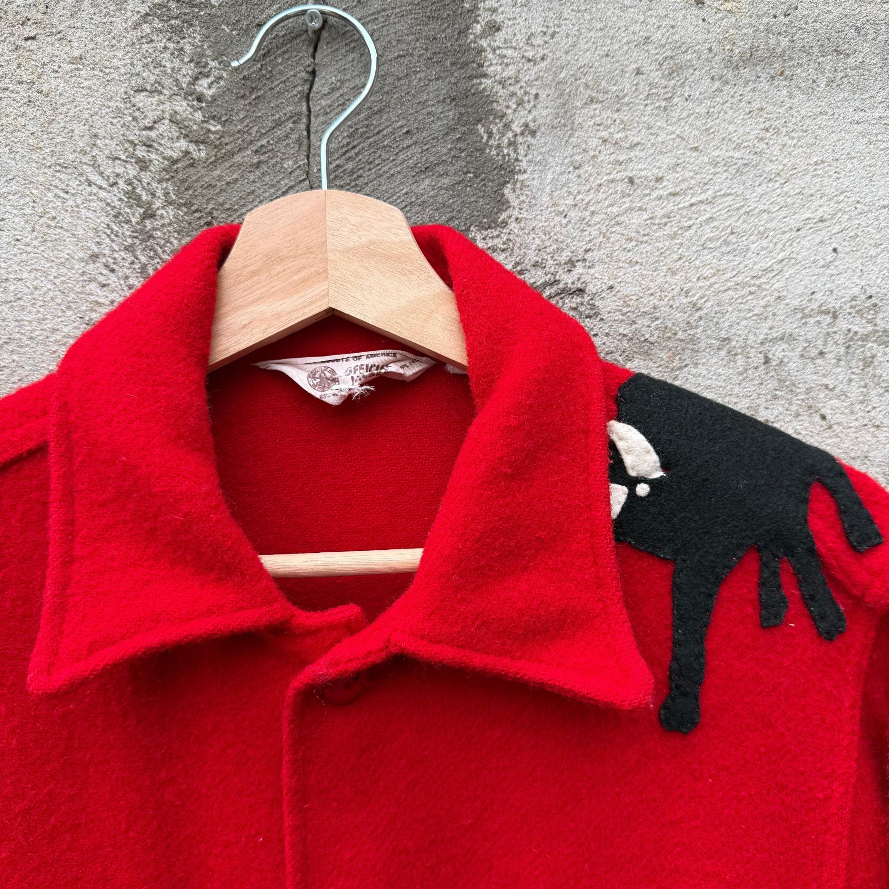 Vintage 50's Boy Scout Ranch Bull Red Wool Button Down Size US L / EU 52-54 / 3 - 4 Thumbnail