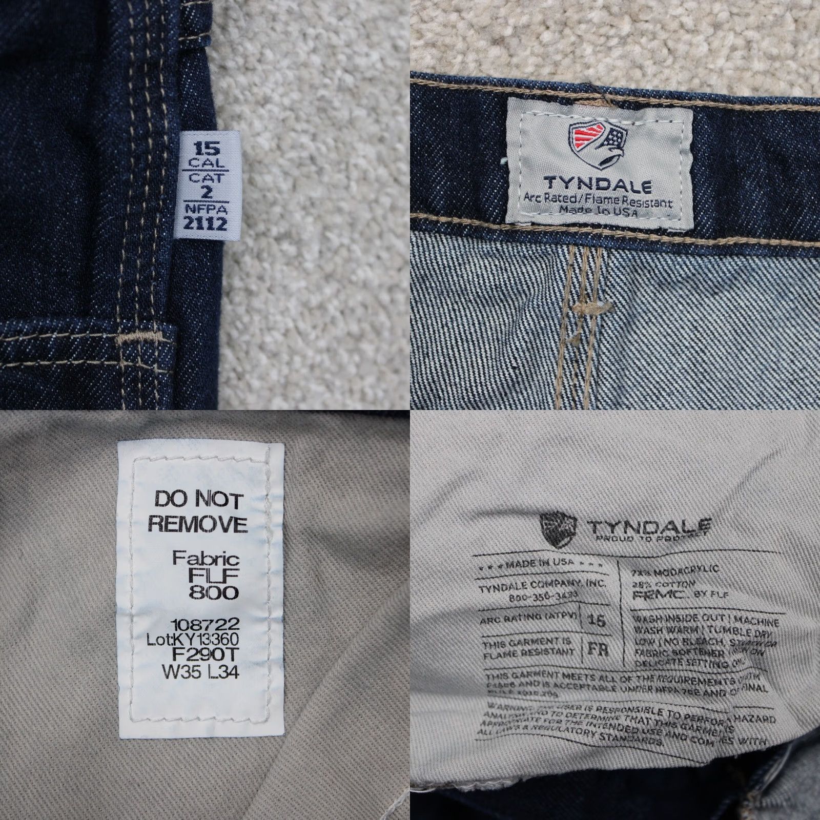 Vintage Tyndale FR Jeans Mens 35x34 Blue 5-Pocket Flame-Resistant Denim Workwear Jeans FRMC FLF 800 Flame Resistant Workwear Size US 35 - 9 Thumbnail