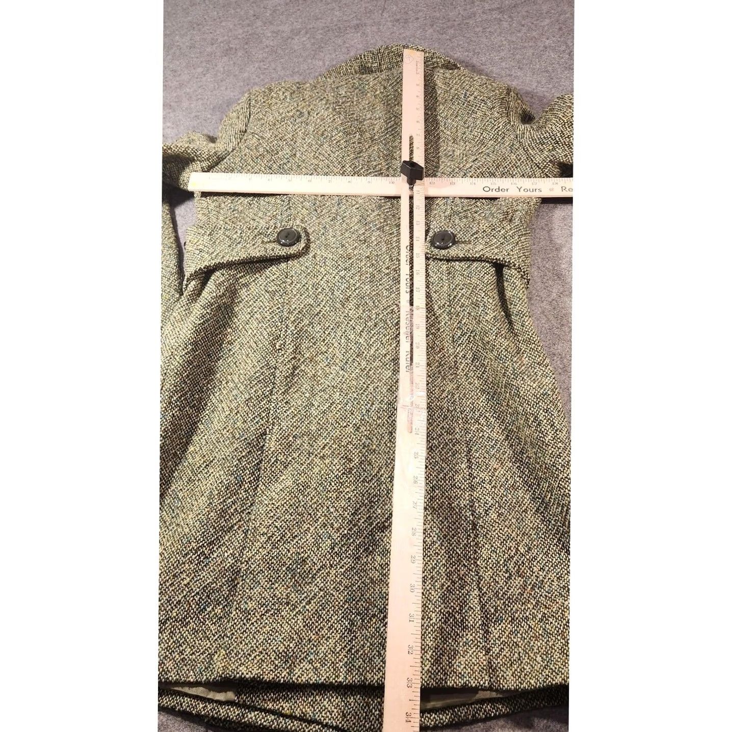 Guess Guess Pea Coat Womens Small Green Wool Blend Double Breasted Tweed Mid-Length Jacket/Coat Size S / US 4 / IT 40 - 5 Thumbnail