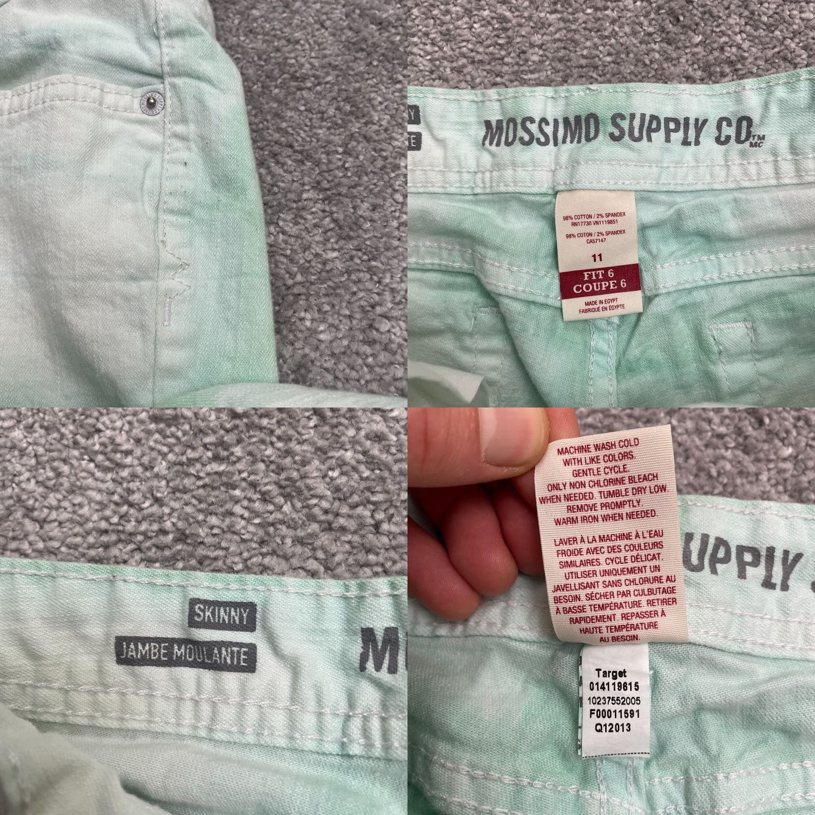 Mossimo Mossimo Supply Co. Tie-Dye Skinny Denim Jeans Womens 11 Green Mid Rise 32x26 Size 32" / US 10 / IT 46 - 8 Thumbnail