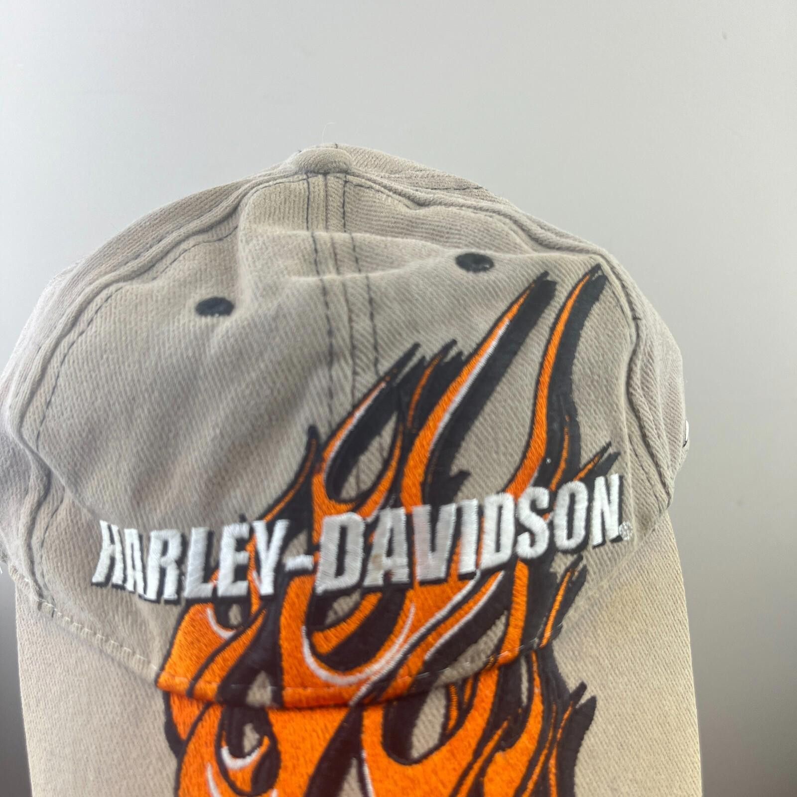 Harley Davidson Vintage Harley Davidson Flames Strapback Hat Biker Size ONE SIZE - 2 Thumbnail