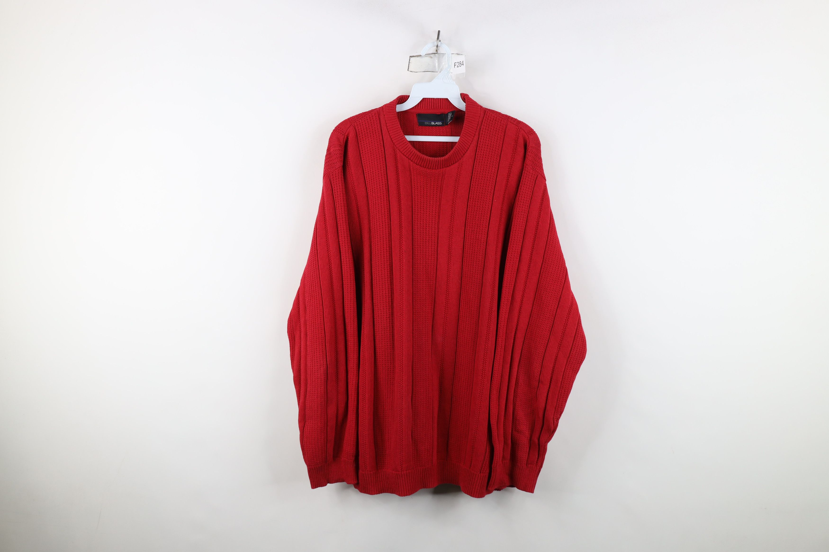 Vintage Vintage 90s Streetwear Ribbed Knit Crewneck Sweater Red Size US L / EU 52-54 / 3 - 1 Thumbnail