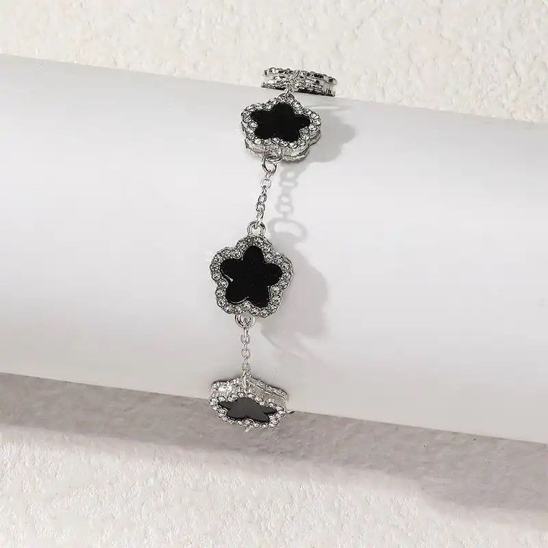 Flower Shape Bracelet Multi Colored With Shiny Cubic Zircon