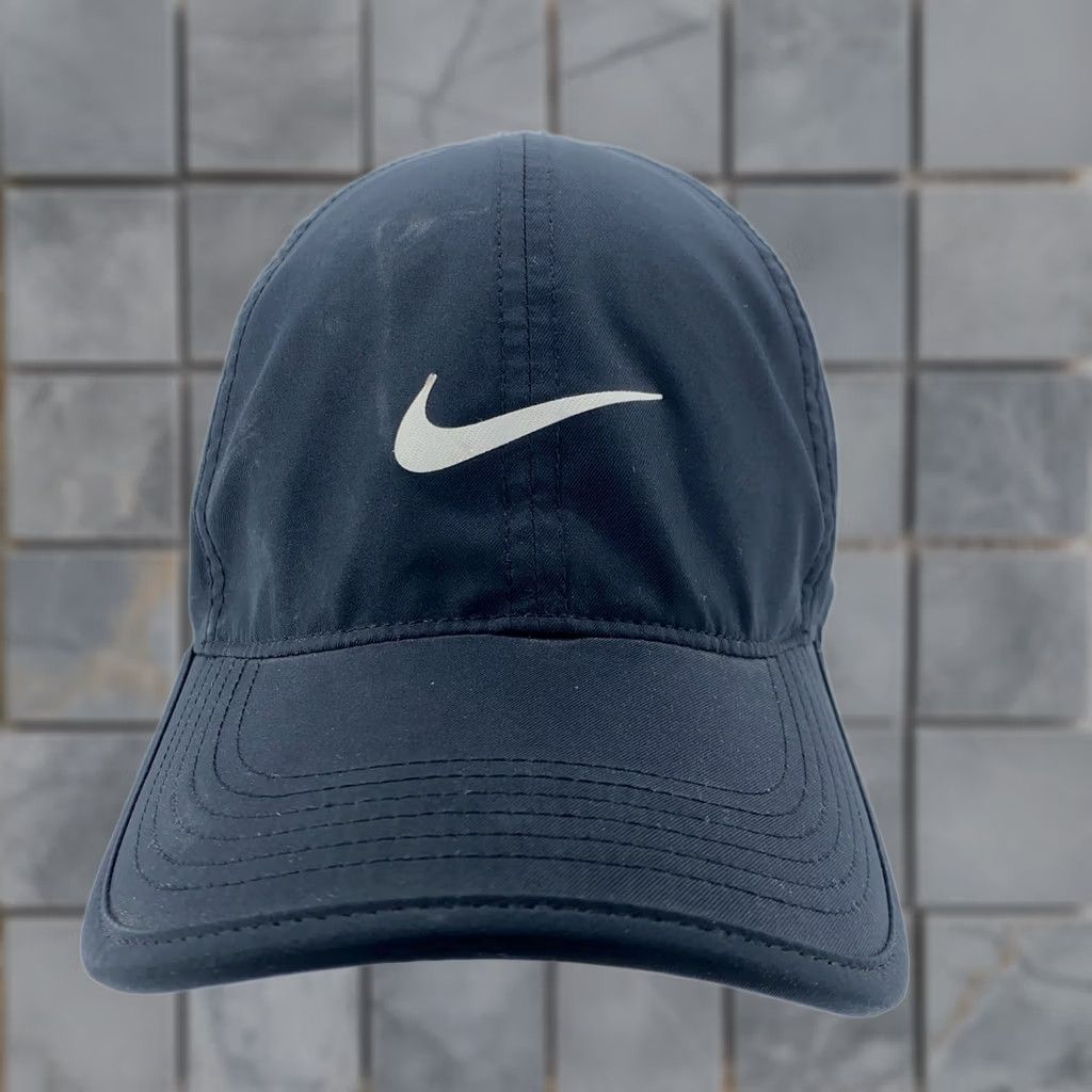 Nike Nike Featherlight Dri-FIT Running Hat Cap Strap Back Black Mens Lightweight Athletic Size ONE SIZE - 1 Thumbnail