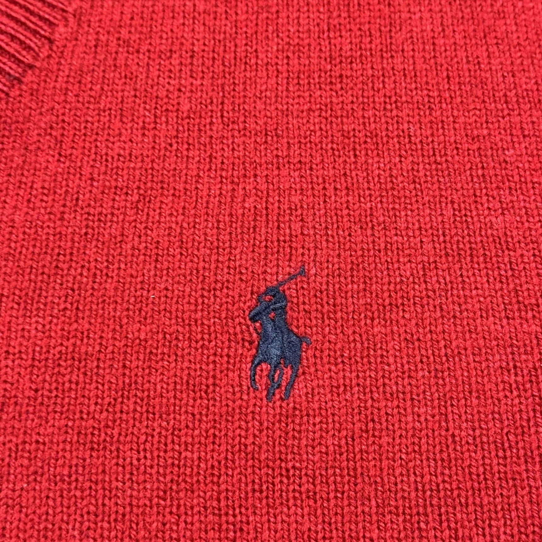 Polo Ralph Lauren VINTAGE Polo Ralph Lauren Lambswool V-Neck Pullover Sweater Mens Large Red 90s Size US L / EU 52-54 / 3 - 3 Thumbnail