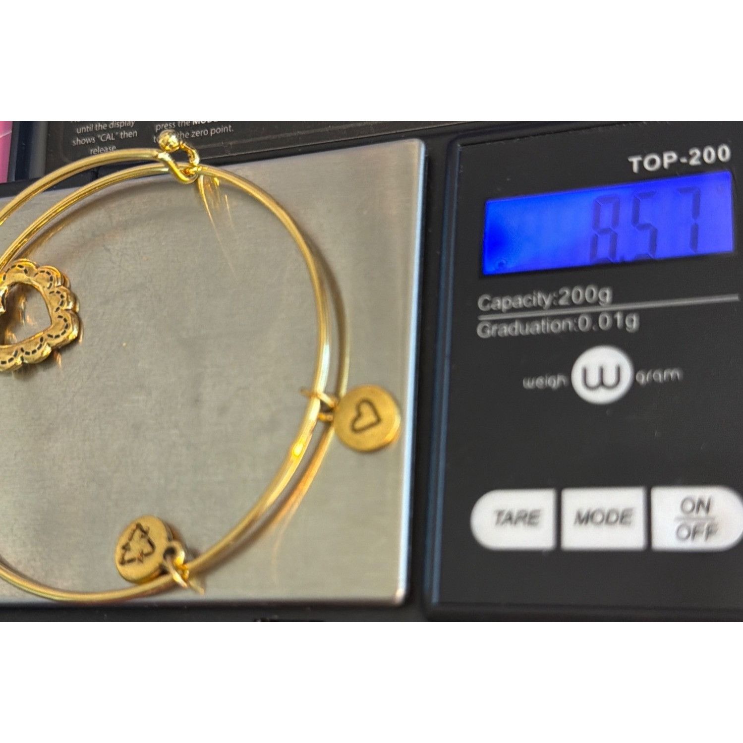 Other Gold Tone Adjustable Bangle Bracelet Open Heart Charms USA M Size ONE SIZE - 5 Thumbnail