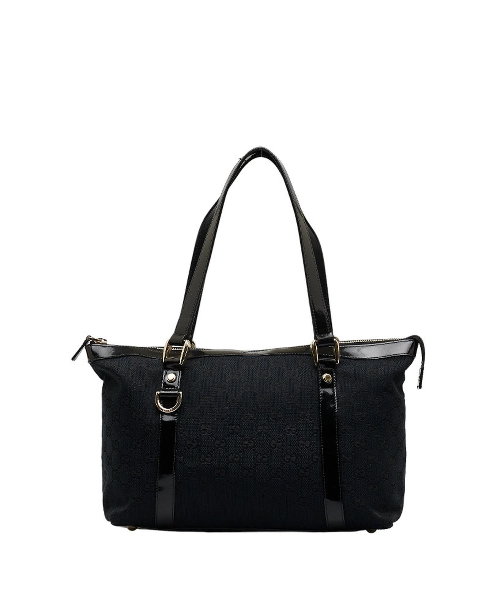 image of Gucci Signature Print Canvas Tote Bag in Black, Men's
