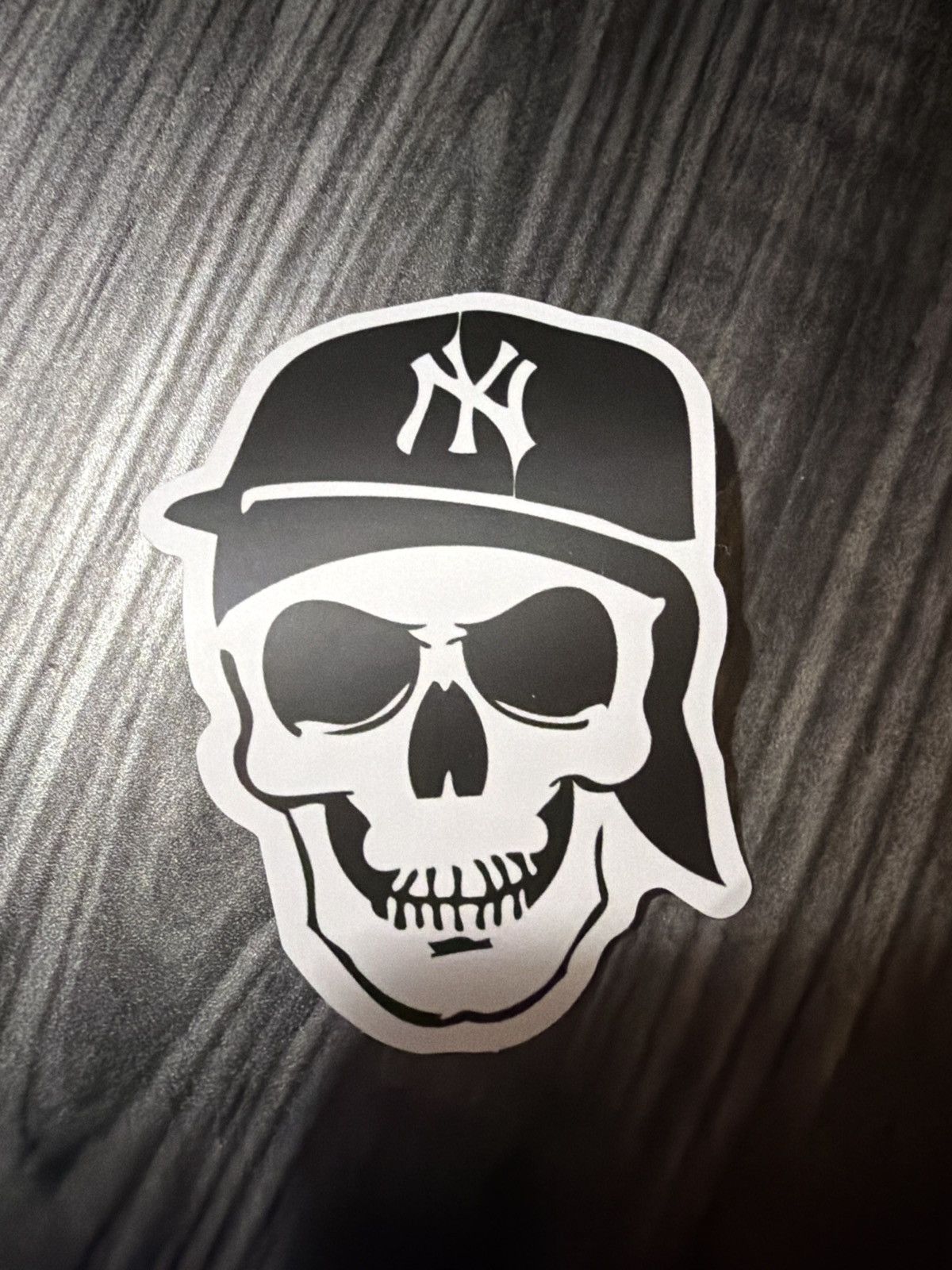 New York Yankees Skull Wearing New York Yankees Baseball Cap Sticker Size ONE SIZE - 1 Thumbnail